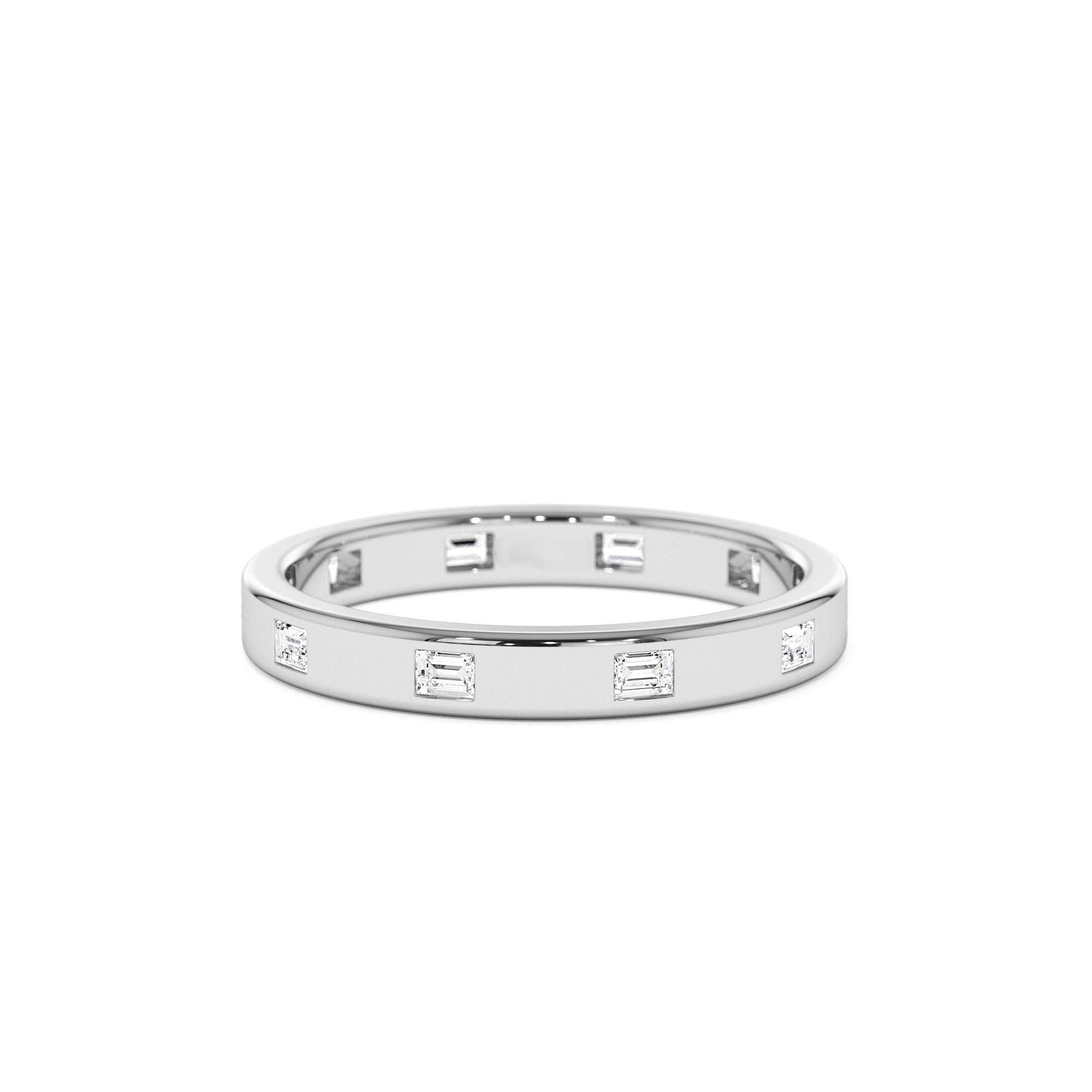 14k Full Eternity Flush Setting Baguette Diamond Band - view 4