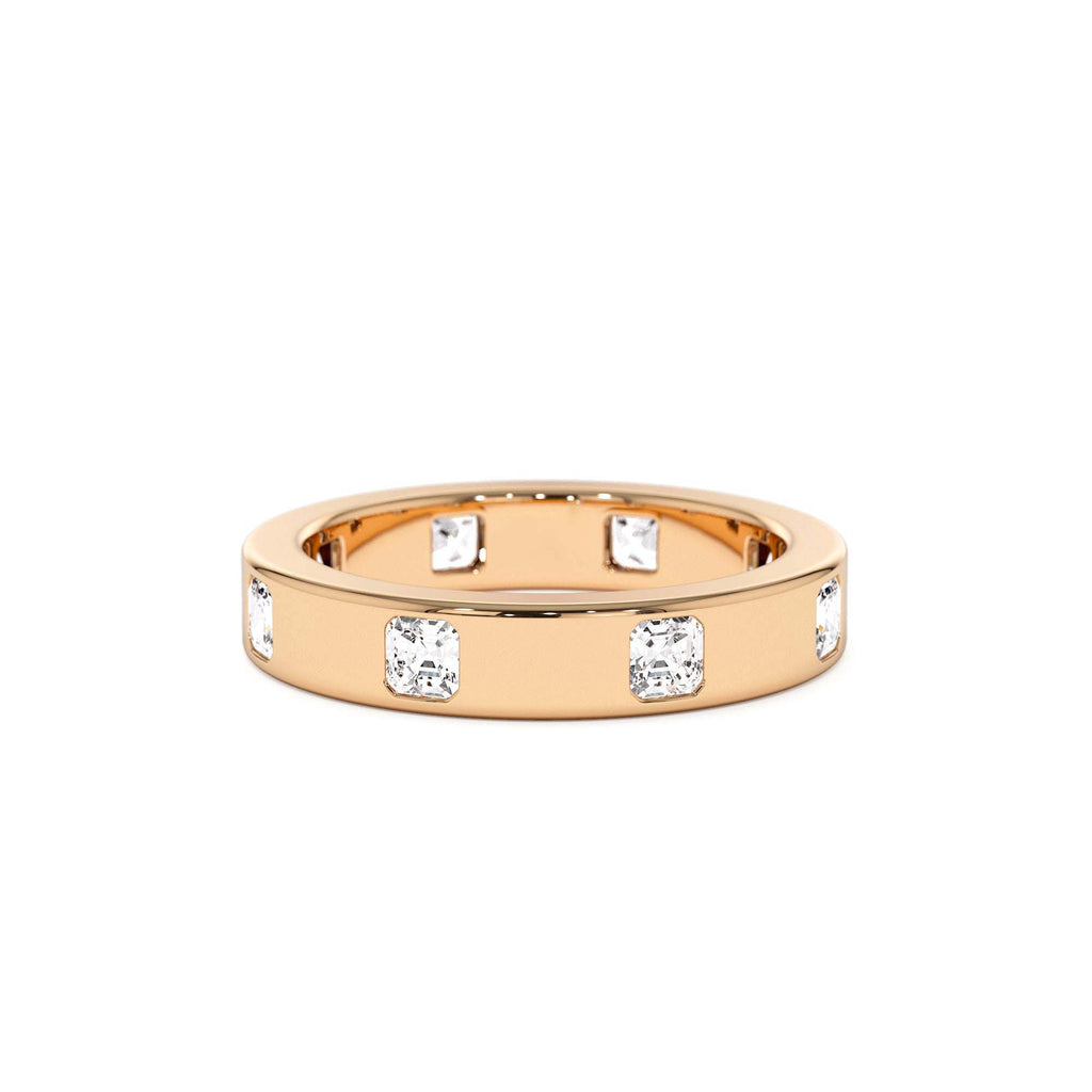 14k Asscher Cut Full Eternity Flush Setting Diamond Band - view 2