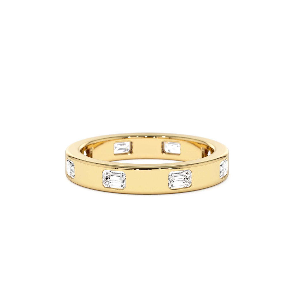 14k Emerald Cut Full Eternity Flush Setting Diamond Band by Orlina Fine
