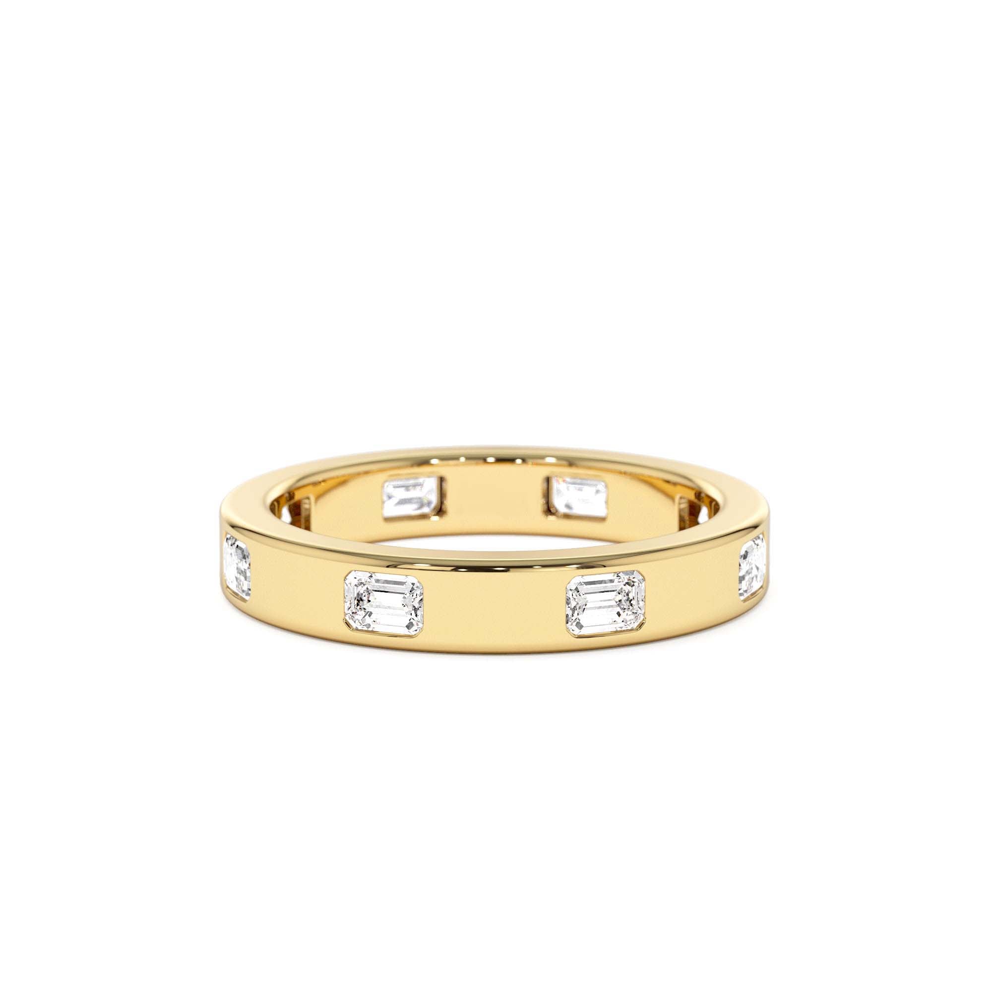 14k Emerald Cut Full Eternity Flush Setting Diamond Band by Orlina Fine