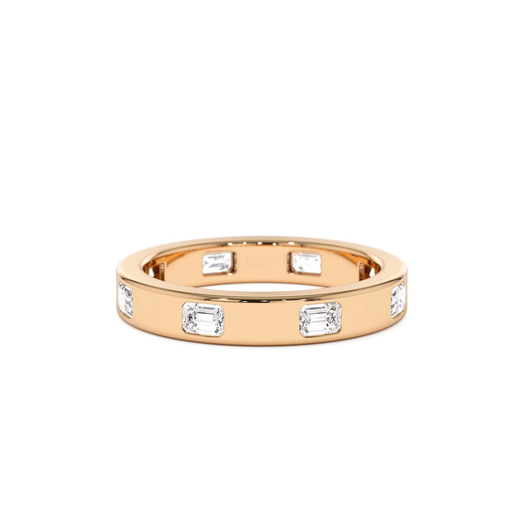 14k Emerald Cut Full Eternity Flush Setting Diamond Band - view 2