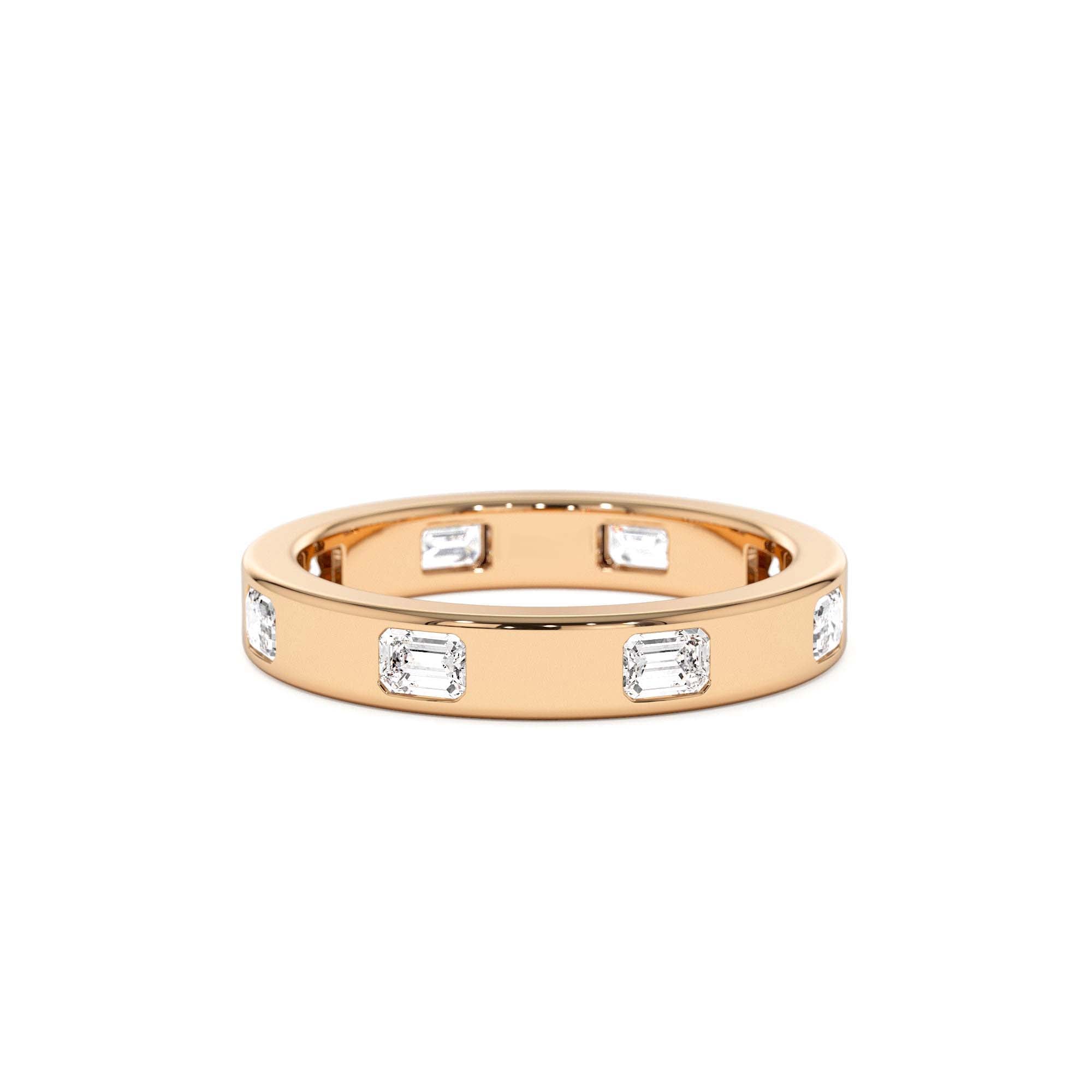 14k Emerald Cut Full Eternity Flush Setting Diamond Band - view 2