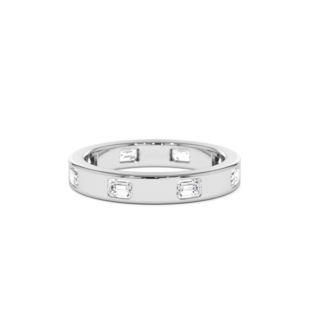 14k Emerald Cut Full Eternity Flush Setting Diamond Band - view 3