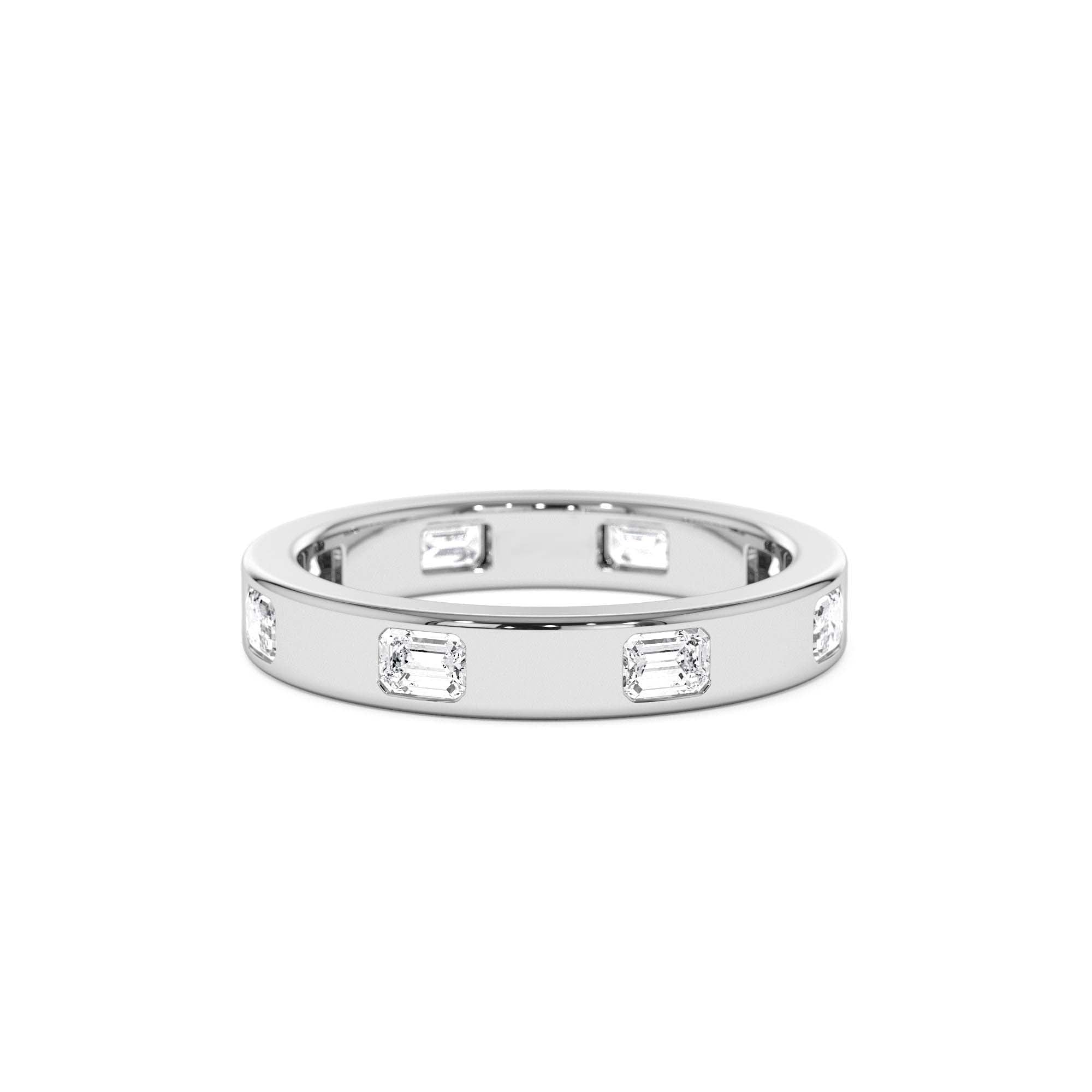 14k Emerald Cut Full Eternity Flush Setting Diamond Band - view 3