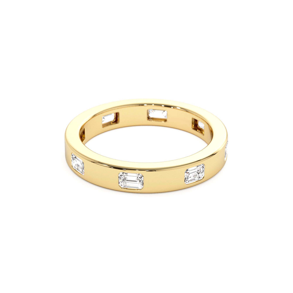 14k Emerald Cut Full Eternity Flush Setting Diamond Band - view 4