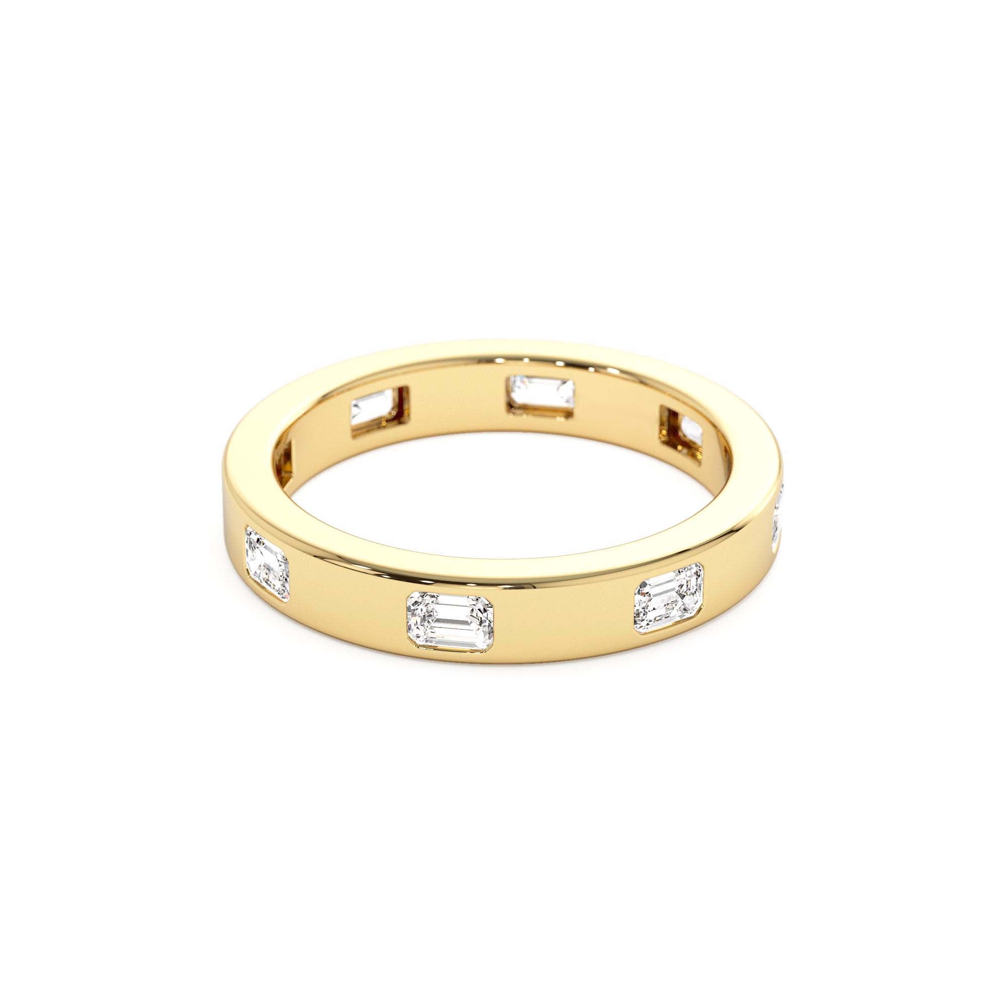 14k Emerald Cut Full Eternity Flush Setting Diamond Band - view 4