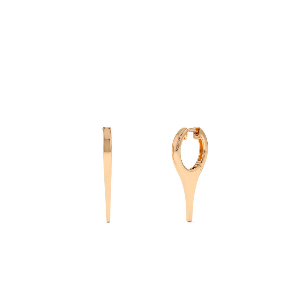 14K Solid Gold Mini Dagger Earrings - view 2
