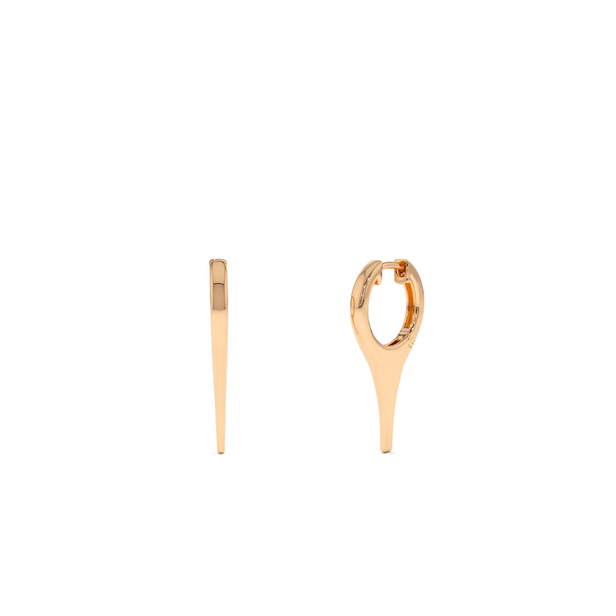 14K Solid Gold Mini Dagger Earrings - view 2