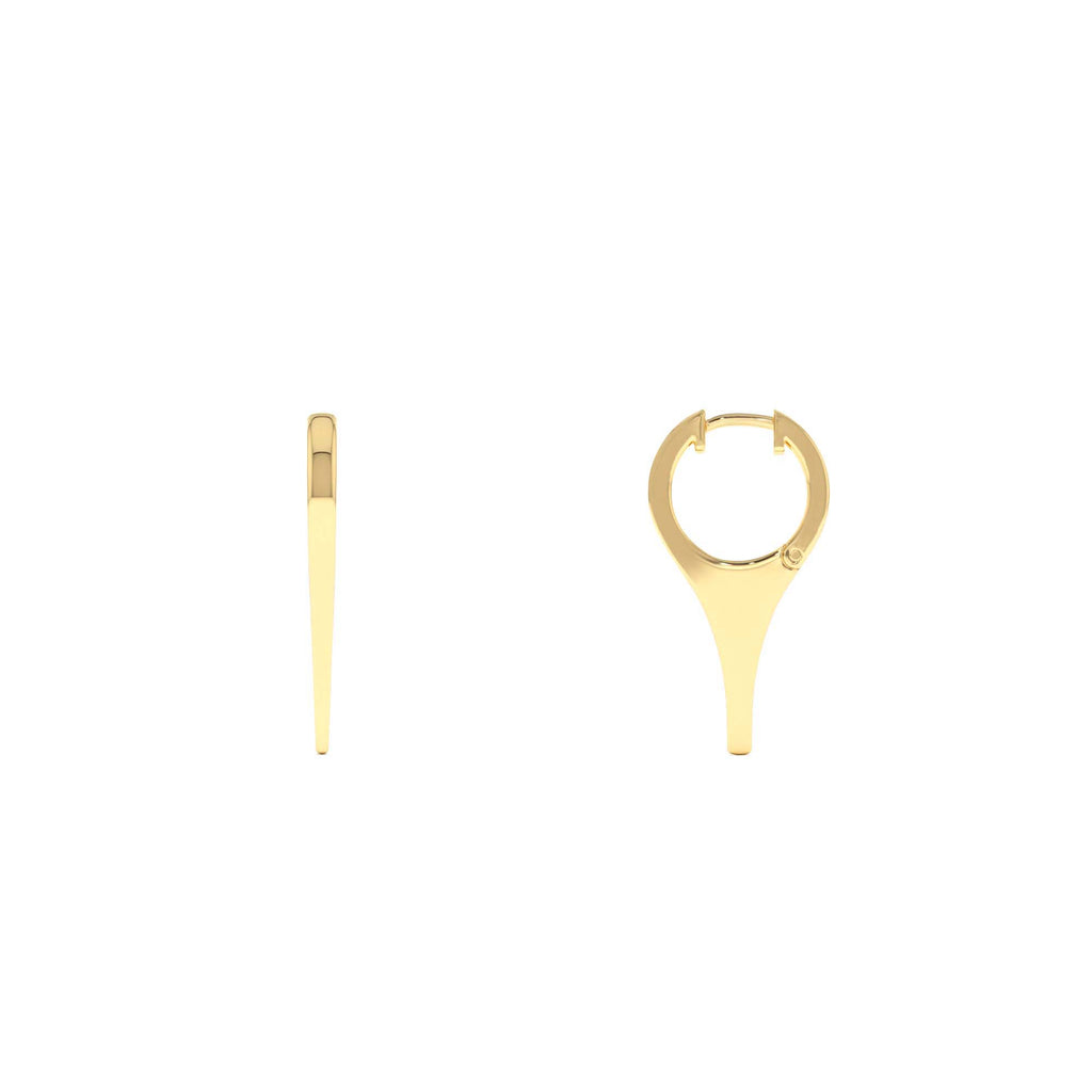 14K Solid Gold Mini Dagger Earrings - view 4