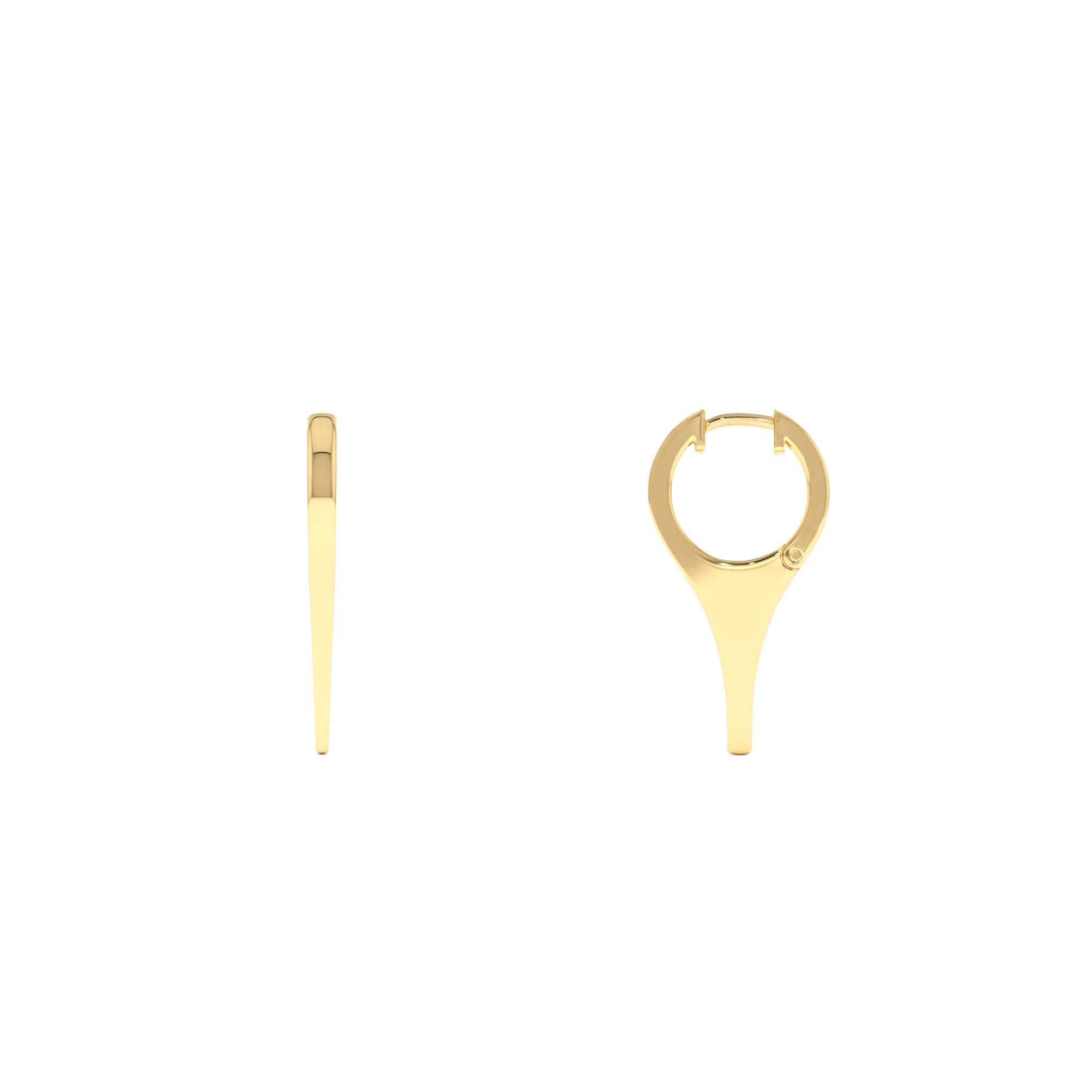 14K Solid Gold Mini Dagger Earrings - view 4