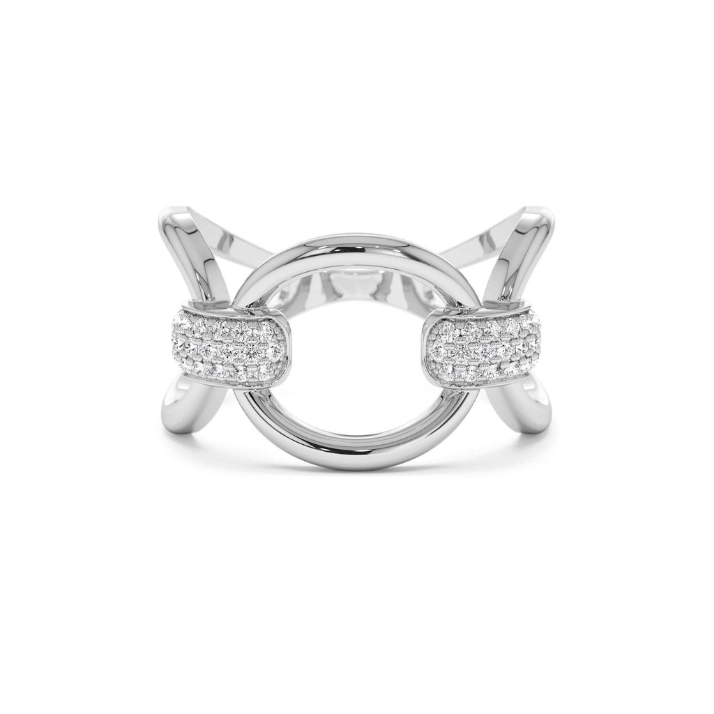 14k Unique Diamond Horsebit Pave Ring - view 3