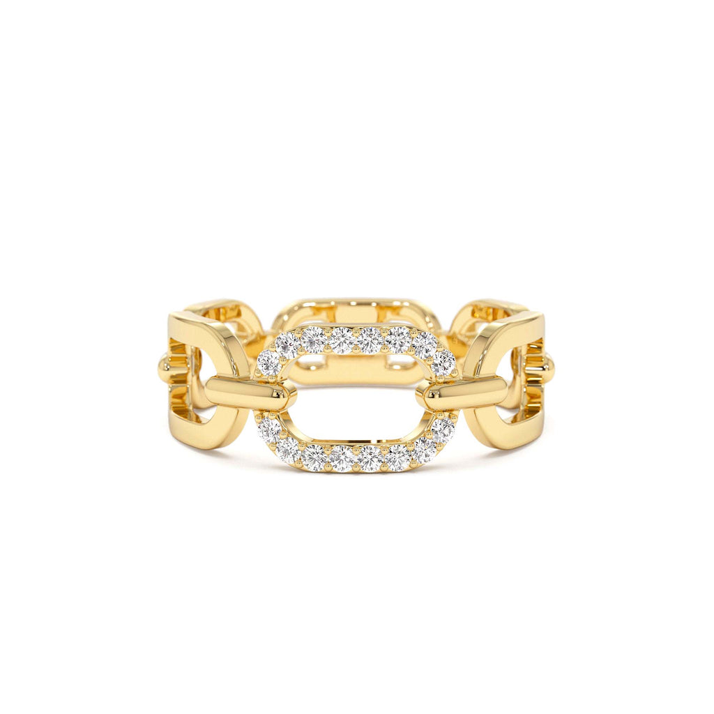 14k Diamond Buckle Chain Ring by Orlina Fine