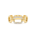 14k Diamond Buckle Chain Ring by Orlina Fine