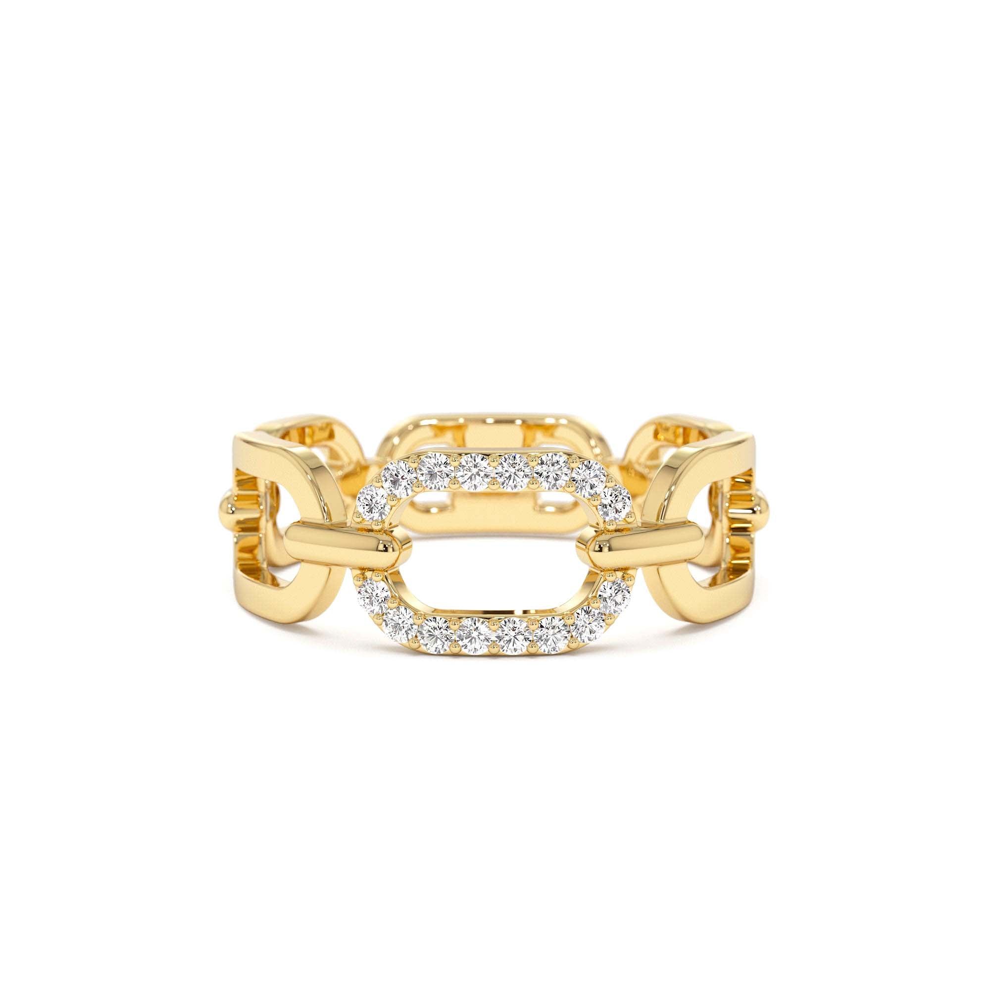 14k Diamond Buckle Chain Ring by Orlina Fine