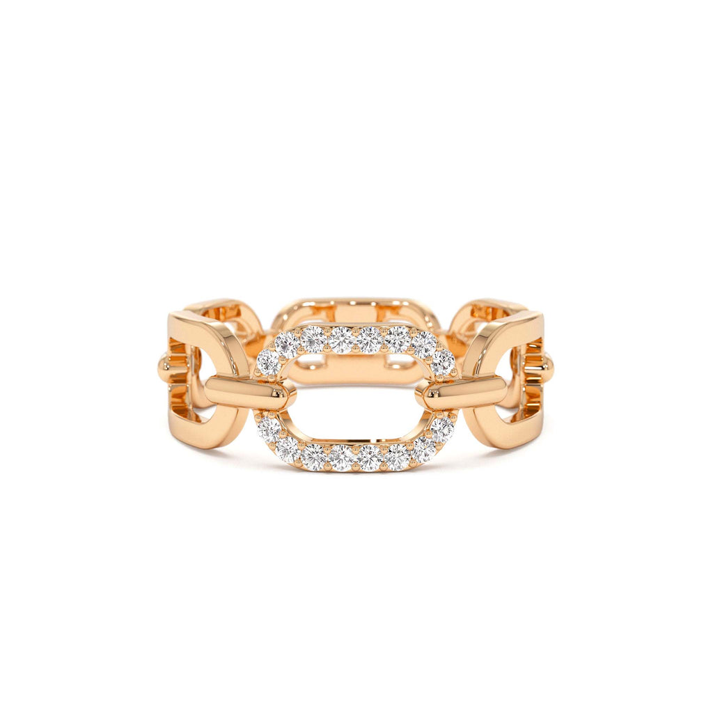 14k Diamond Buckle Chain Ring - view 2