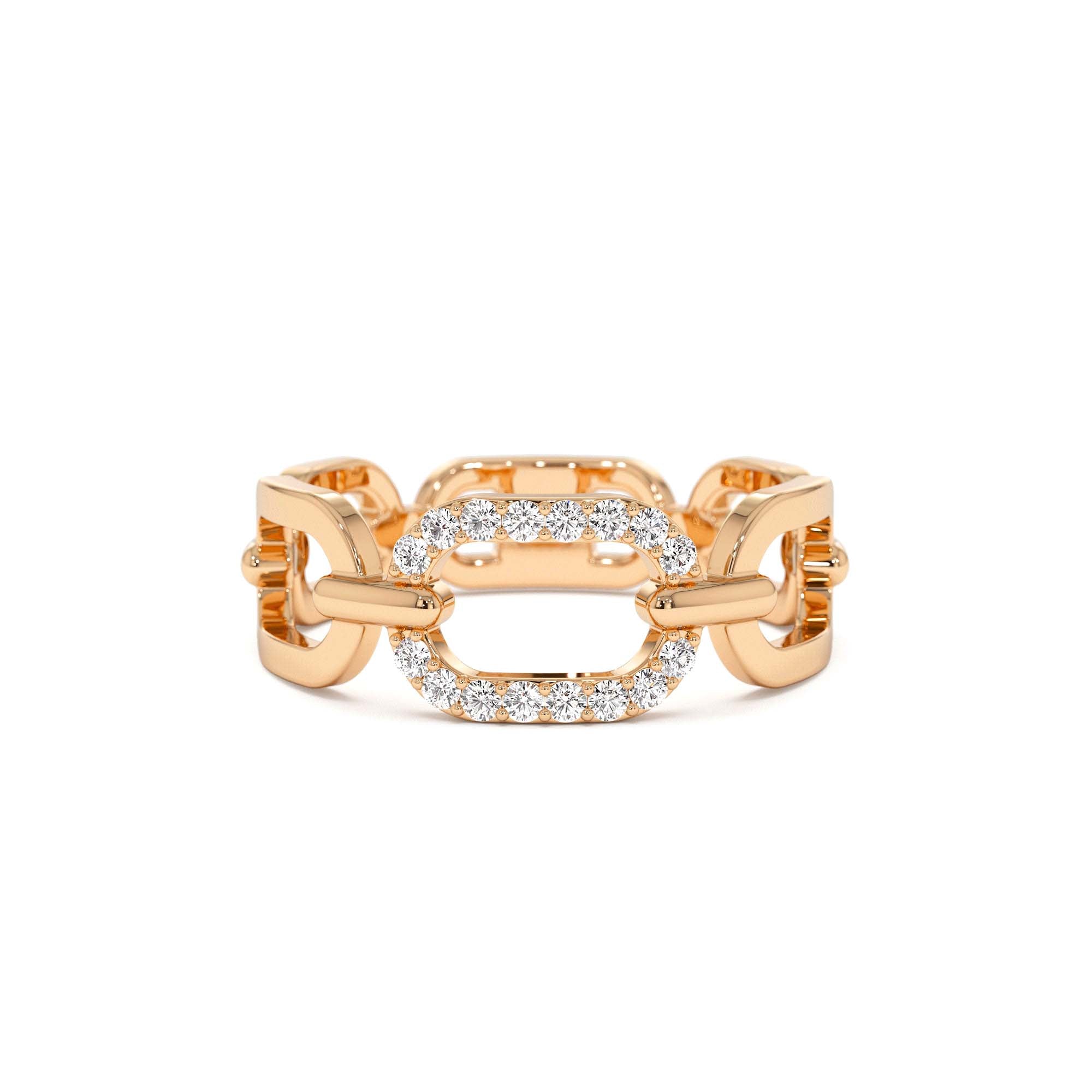 14k Diamond Buckle Chain Ring - view 2