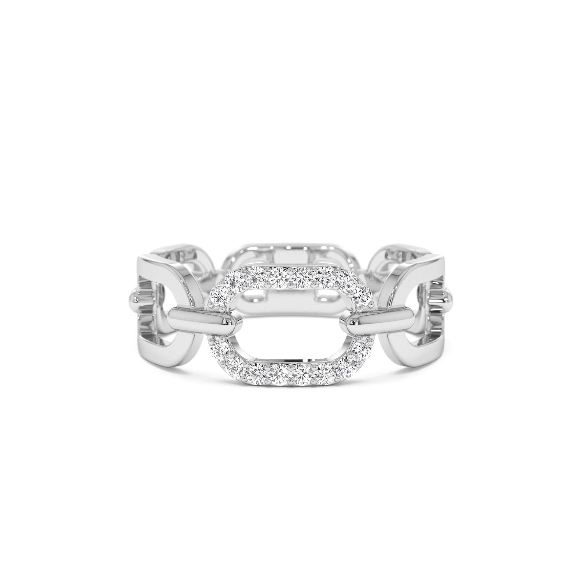 14k Diamond Buckle Chain Ring - view 3