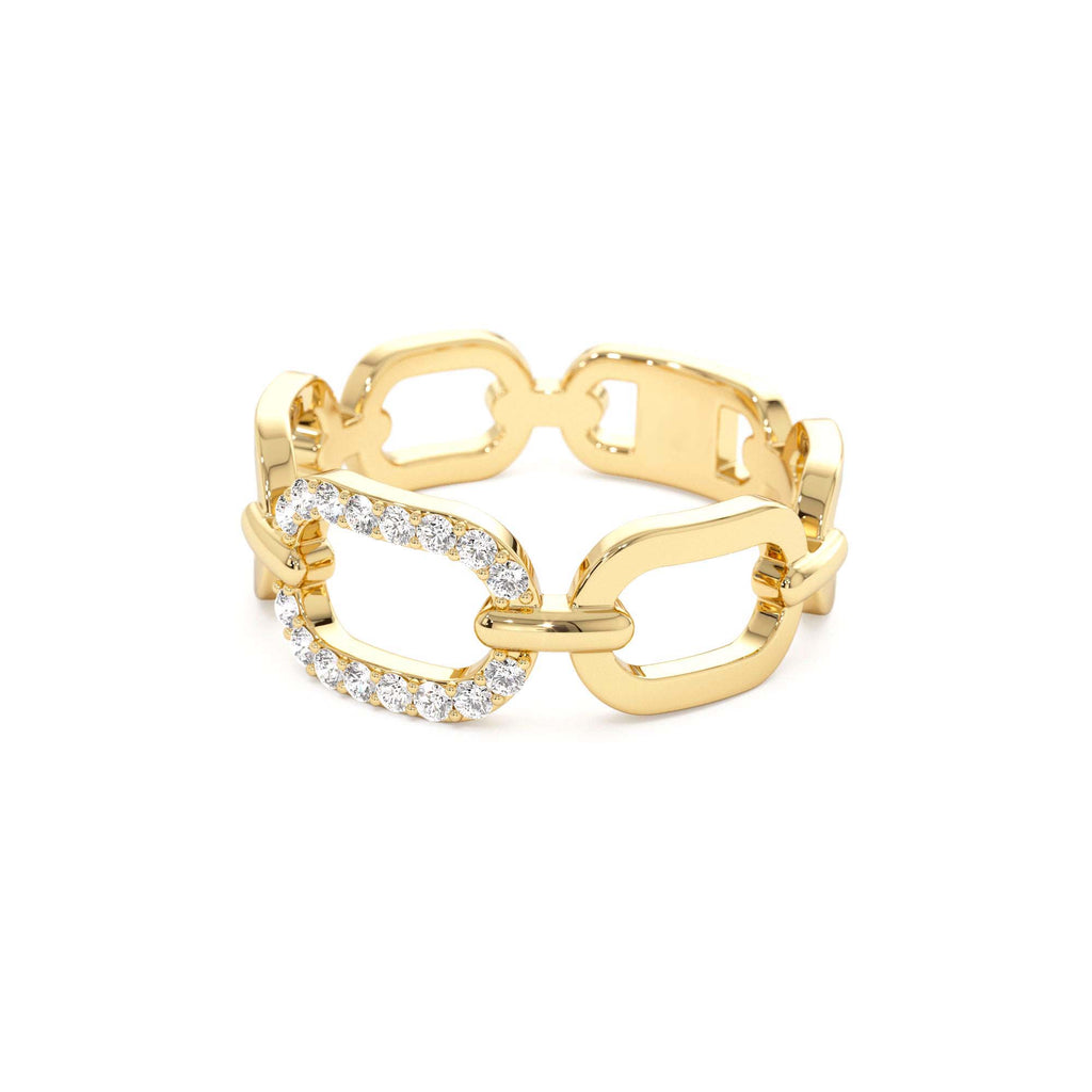 14k Diamond Buckle Chain Ring - view 4
