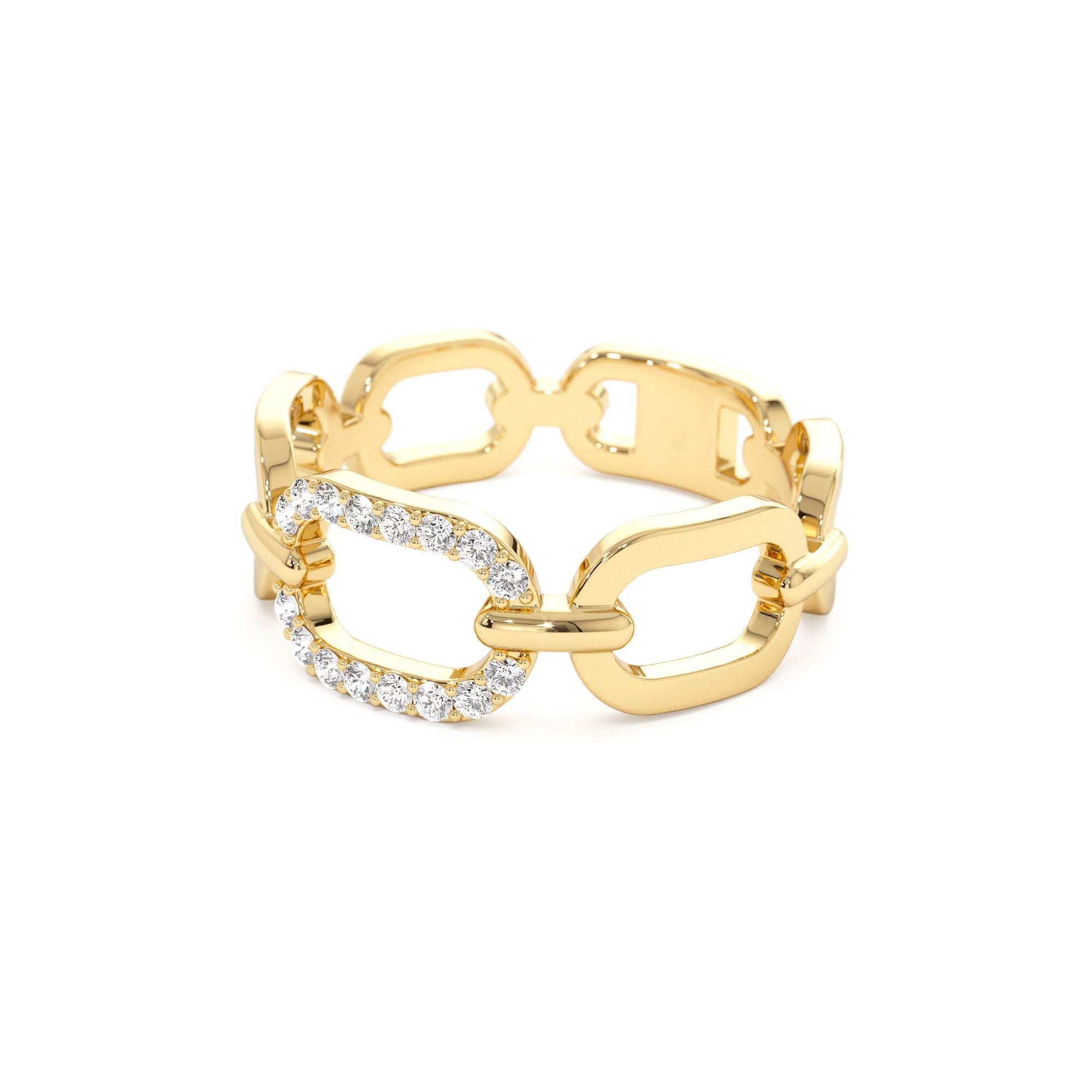 14k Diamond Buckle Chain Ring - view 4