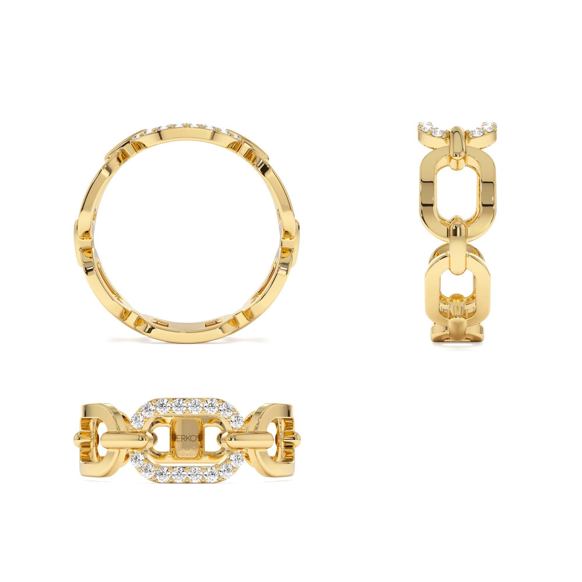 14k Diamond Buckle Chain Ring - view 5