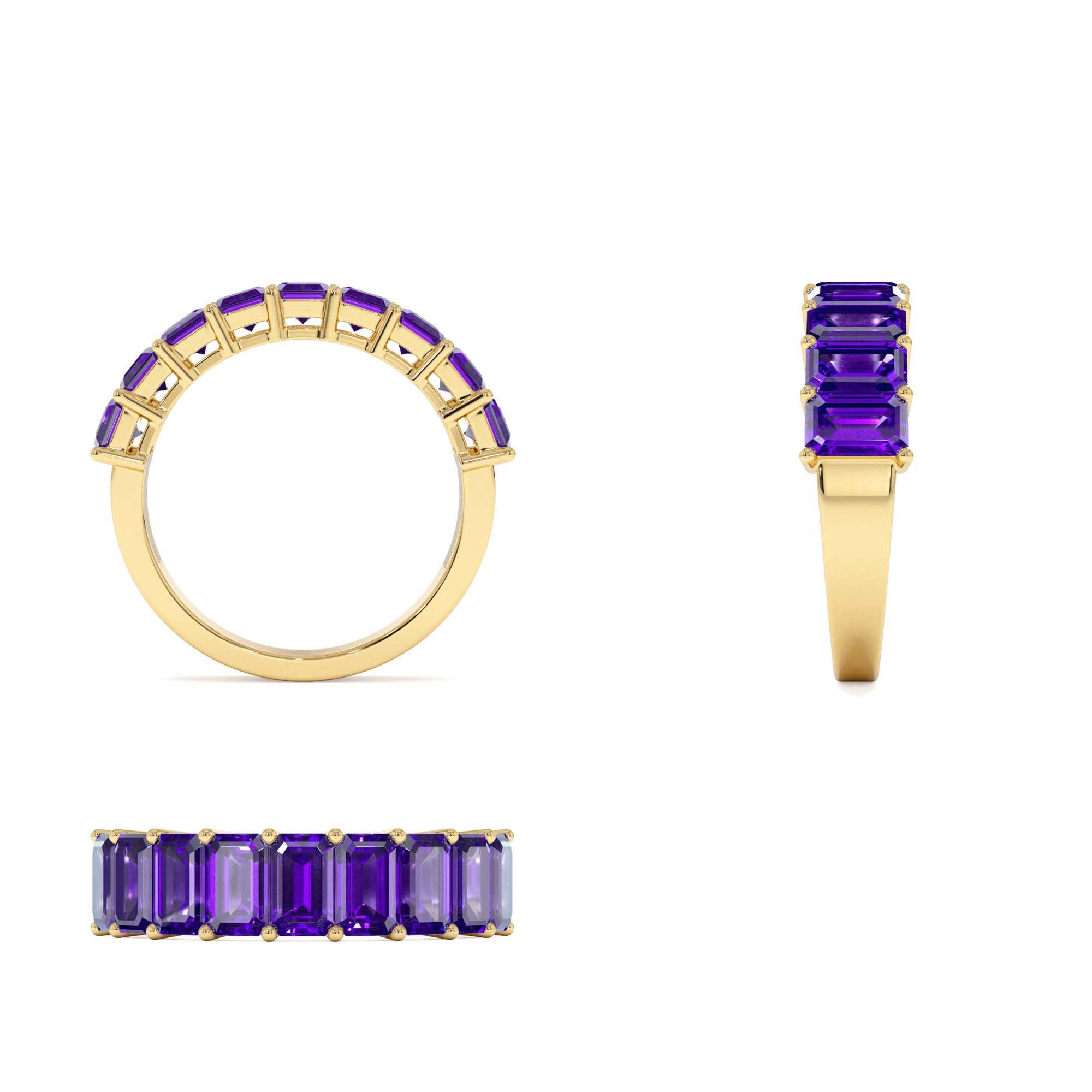 14k Emerald Cut Amethyst Nine Stone Ring 2.55ctw - view 5