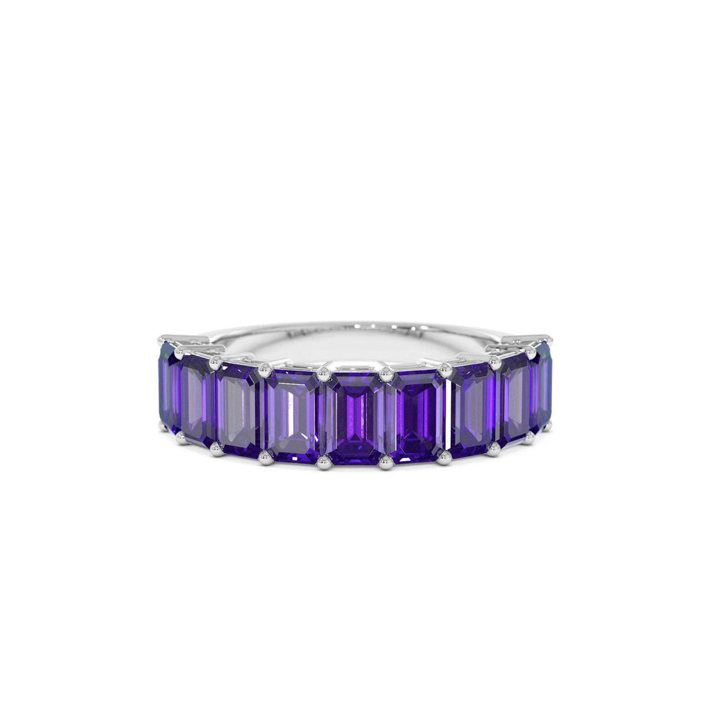 14k Emerald Cut Amethyst Nine Stone Ring 2.55ctw - view 3
