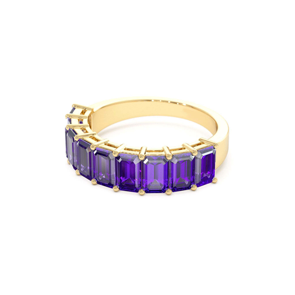 14k Emerald Cut Amethyst Nine Stone Ring 2.55ctw - view 4