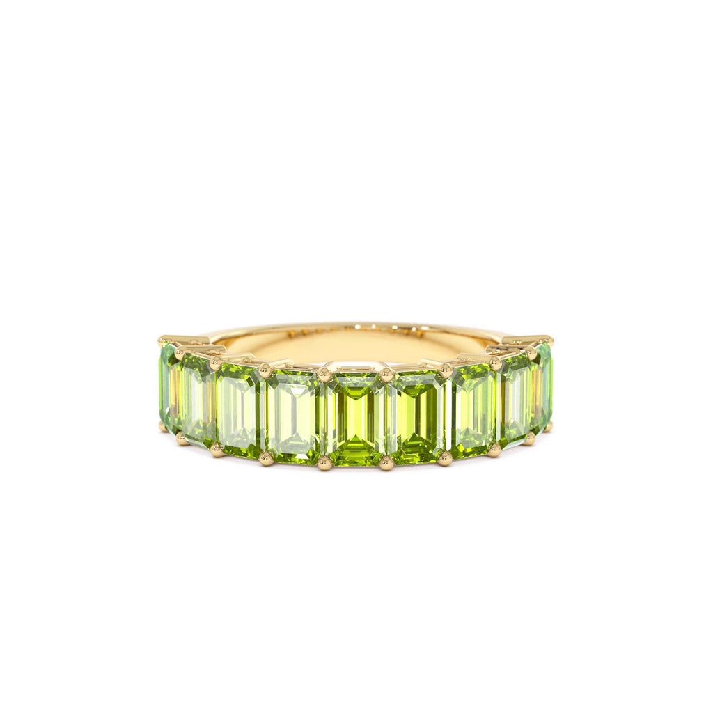 14k Emerald Cut Peridot Nine Stone Ring 2.35ctw by Orlina Fine