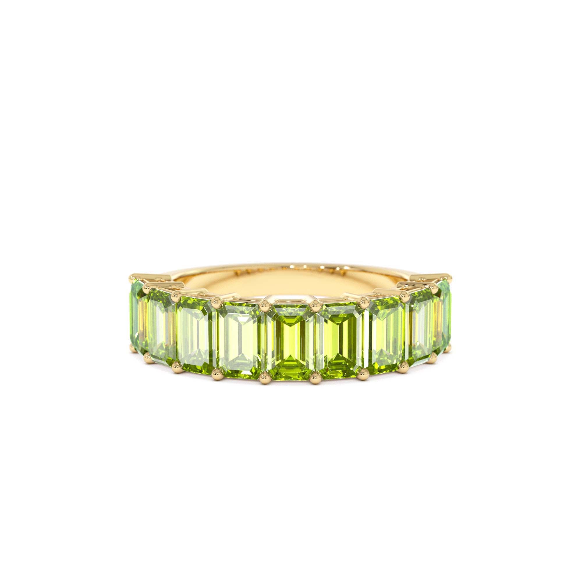 14k Emerald Cut Peridot Nine Stone Ring 2.35ctw by Orlina Fine