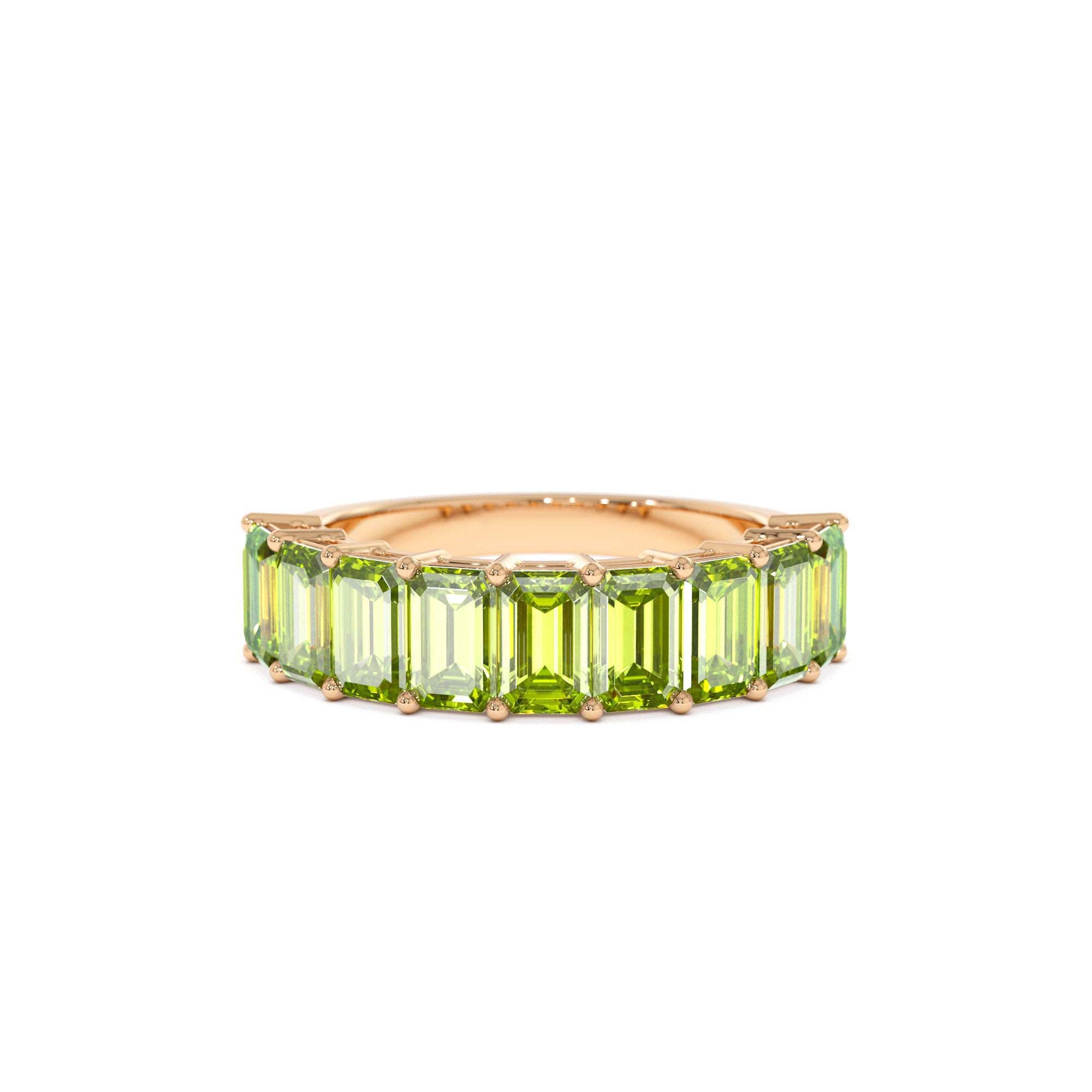14k Emerald Cut Peridot Nine Stone Ring 2.35ctw - view 2
