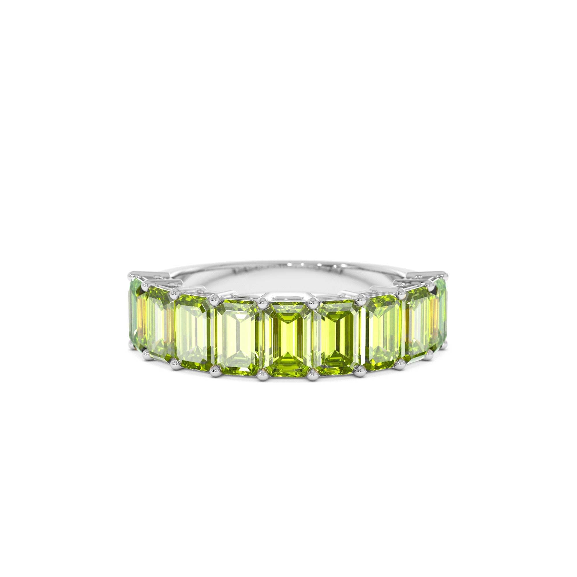 14k Emerald Cut Peridot Nine Stone Ring 2.35ctw - view 3