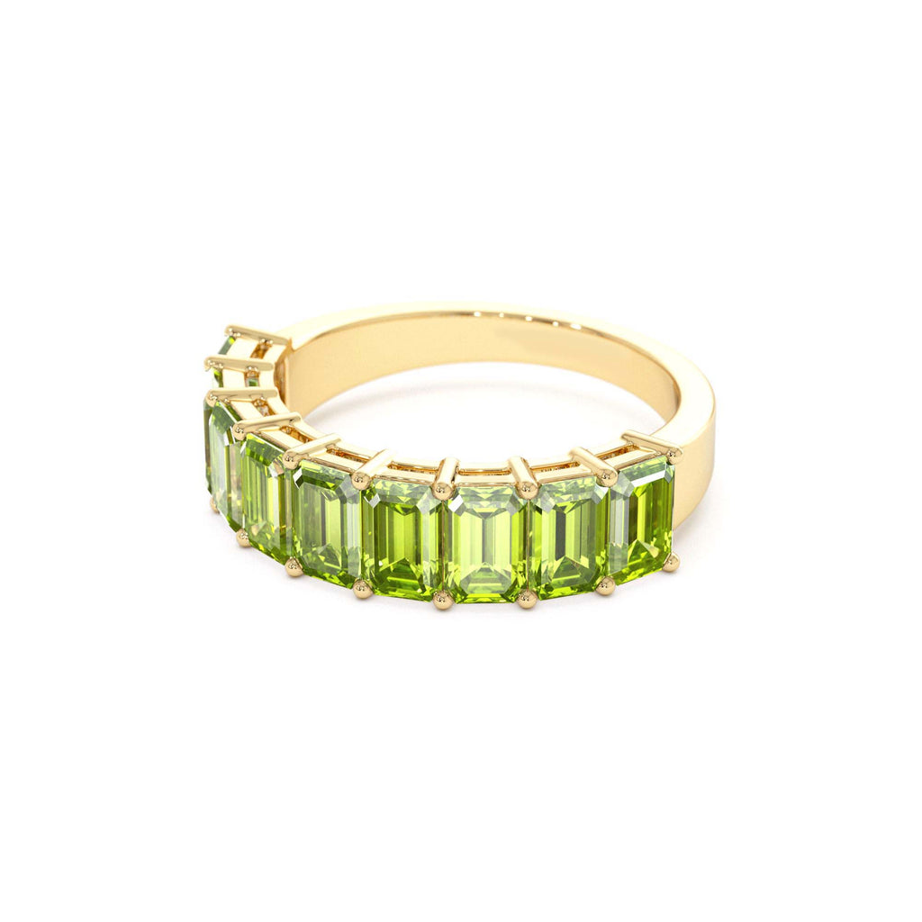 14k Emerald Cut Peridot Nine Stone Ring 2.35ctw - view 4