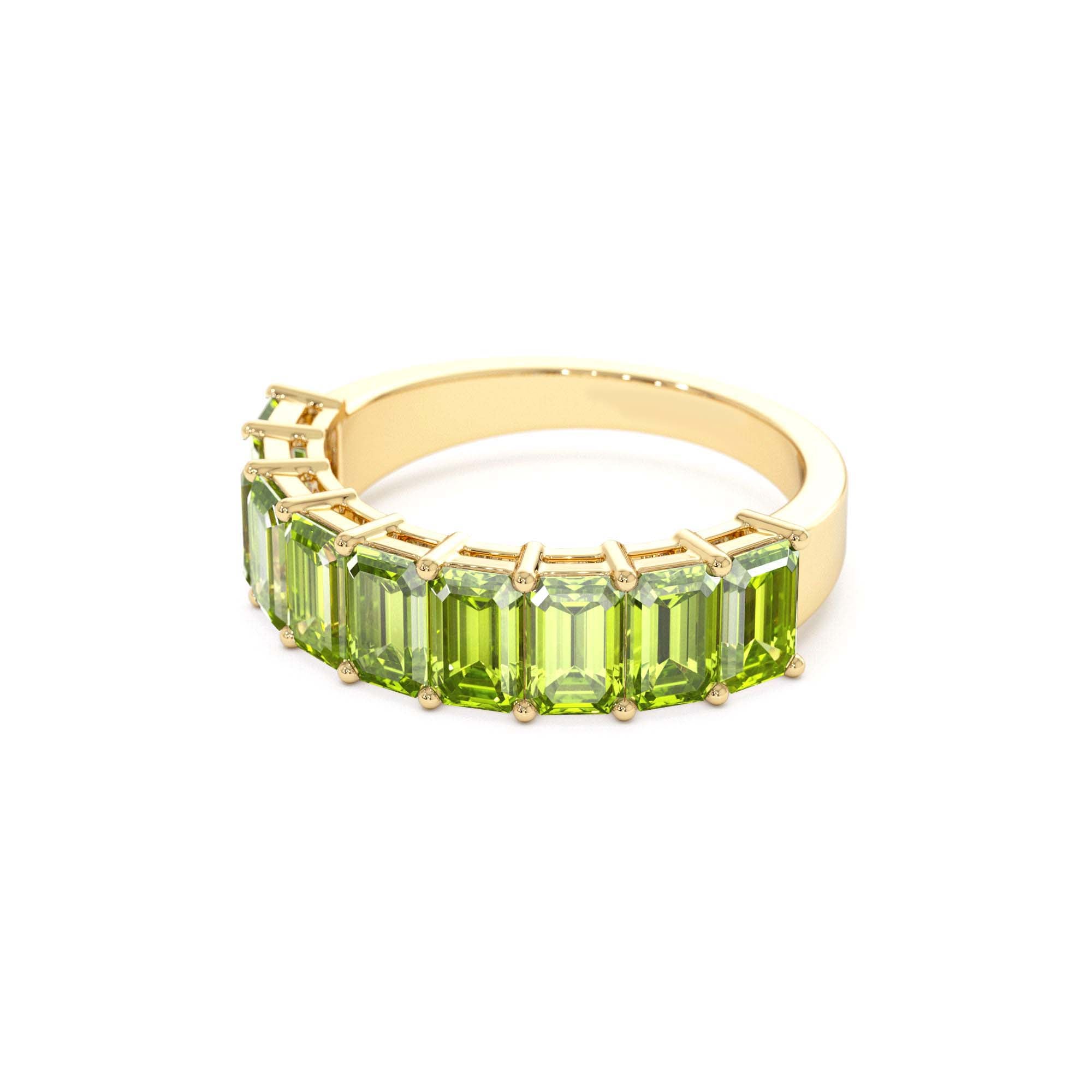 14k Emerald Cut Peridot Nine Stone Ring 2.35ctw - view 4