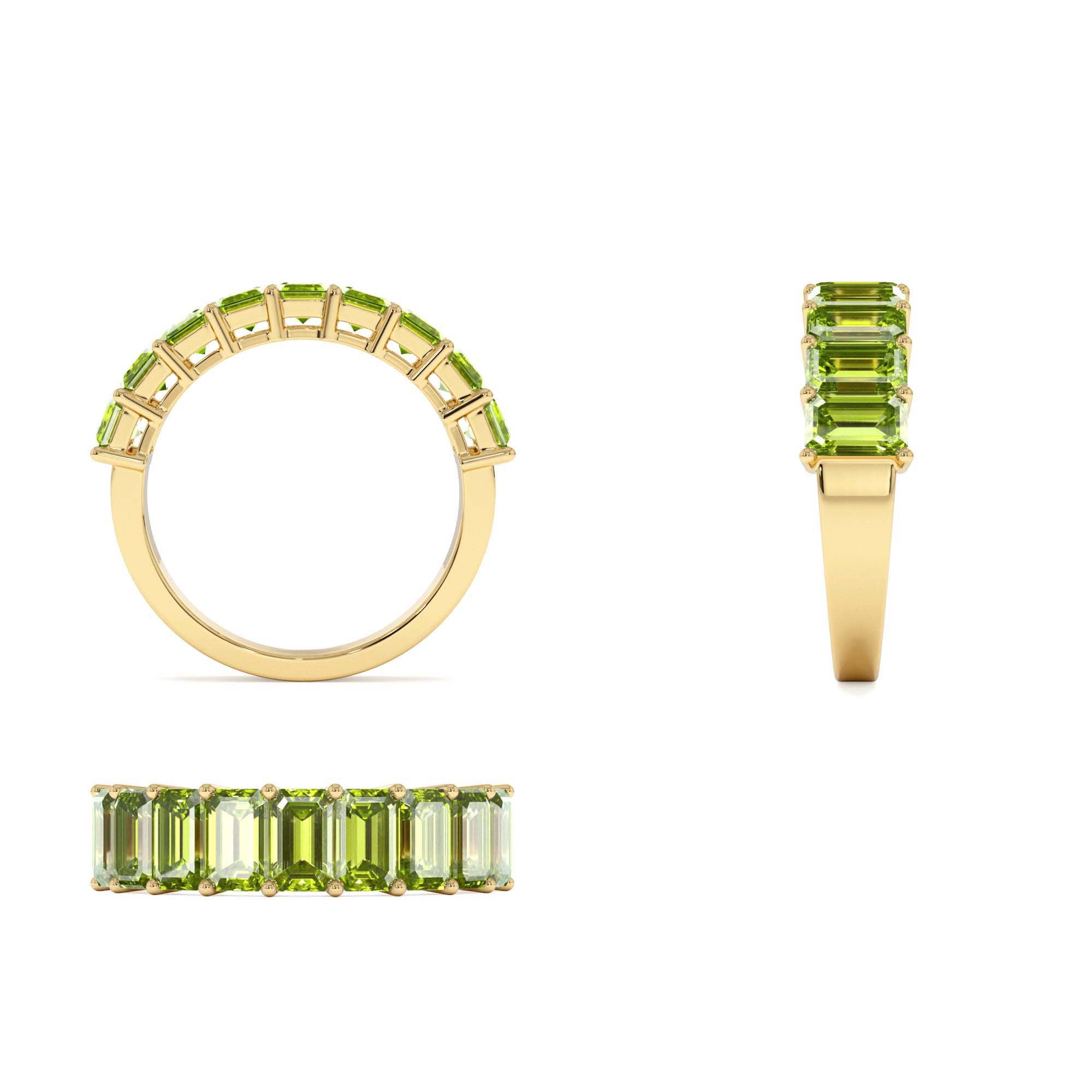 14k Emerald Cut Peridot Nine Stone Ring 2.35ctw - view 5