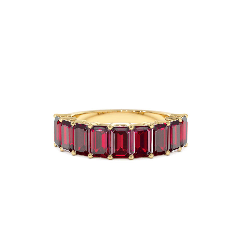 14K Emerald Cut Garnet Nine Stone Ring 3.00ctw by Orlina Fine