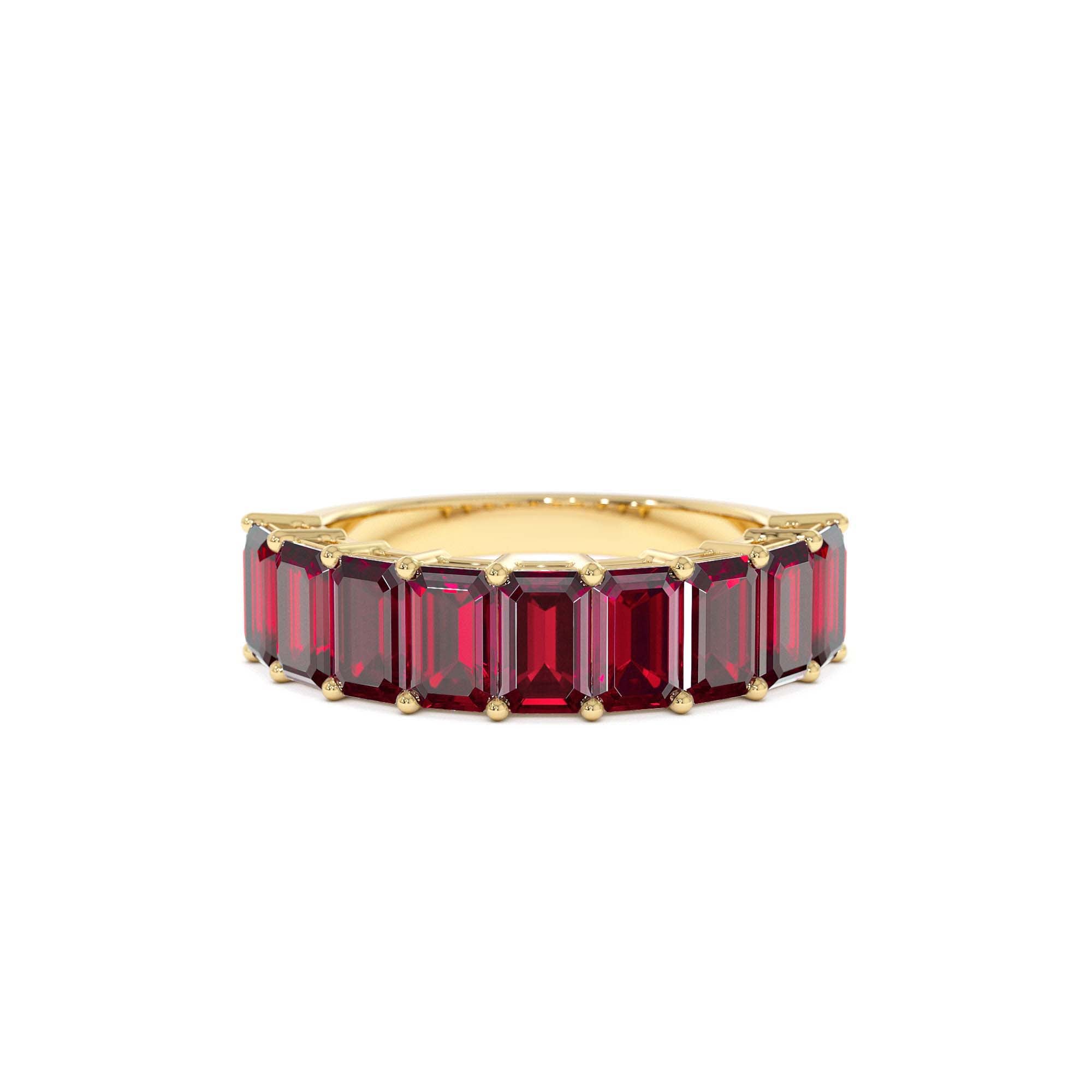 14K Emerald Cut Garnet Nine Stone Ring 3.00ctw by Orlina Fine