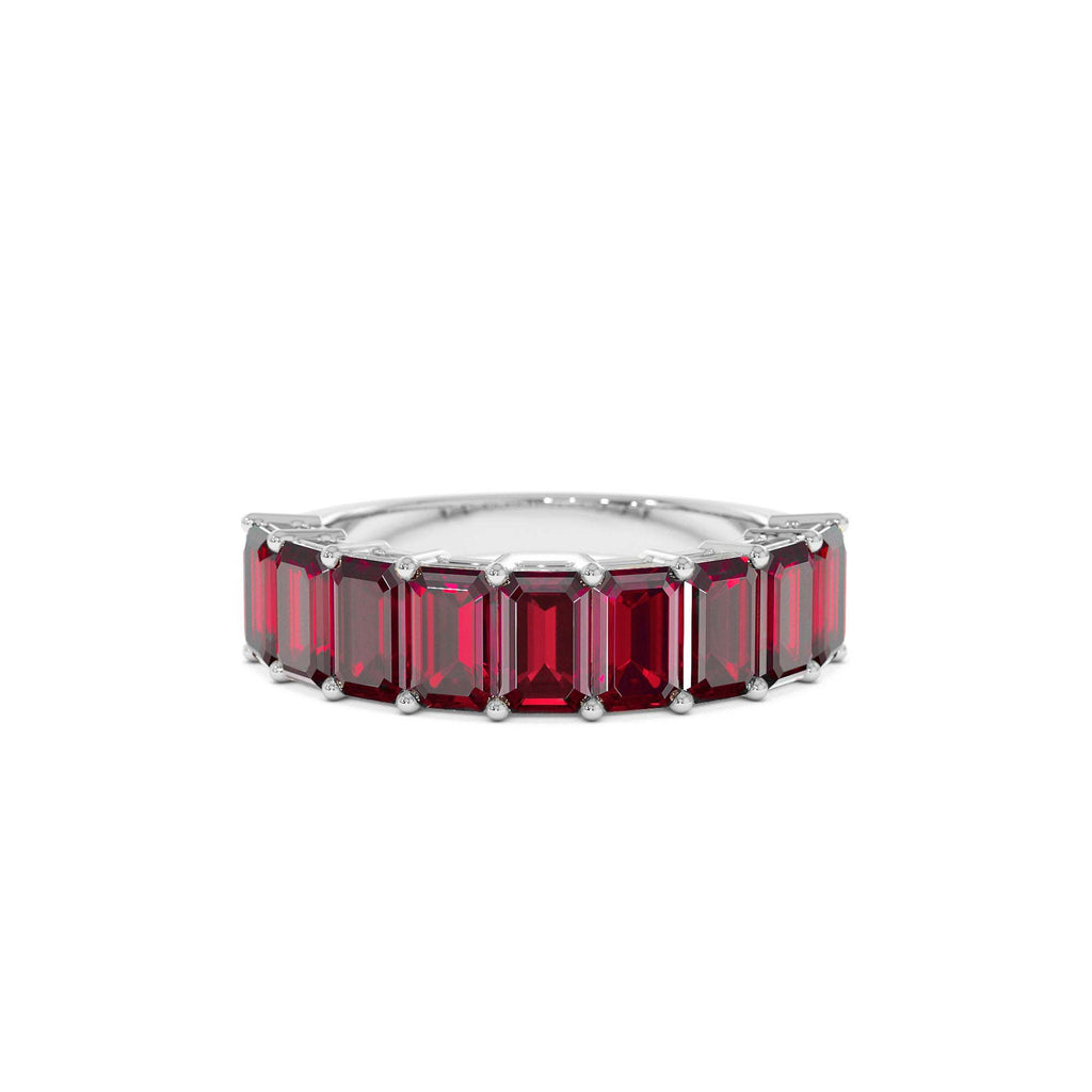 14K Emerald Cut Garnet Nine Stone Ring 3.00ctw - view 3