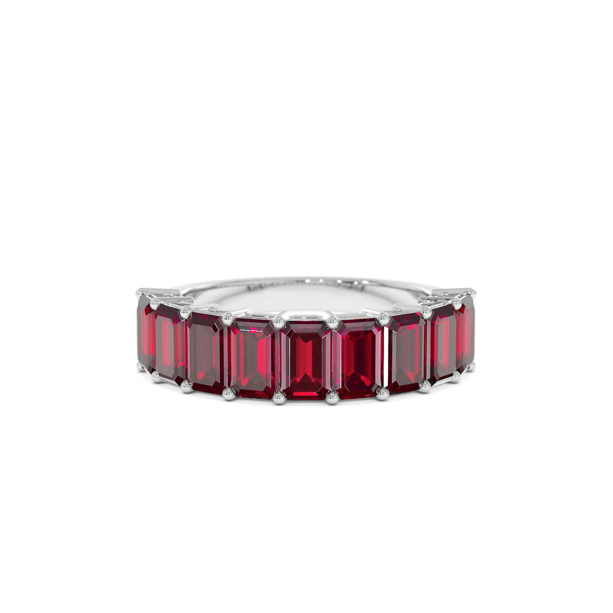 14K Emerald Cut Garnet Nine Stone Ring 3.00ctw - view 3