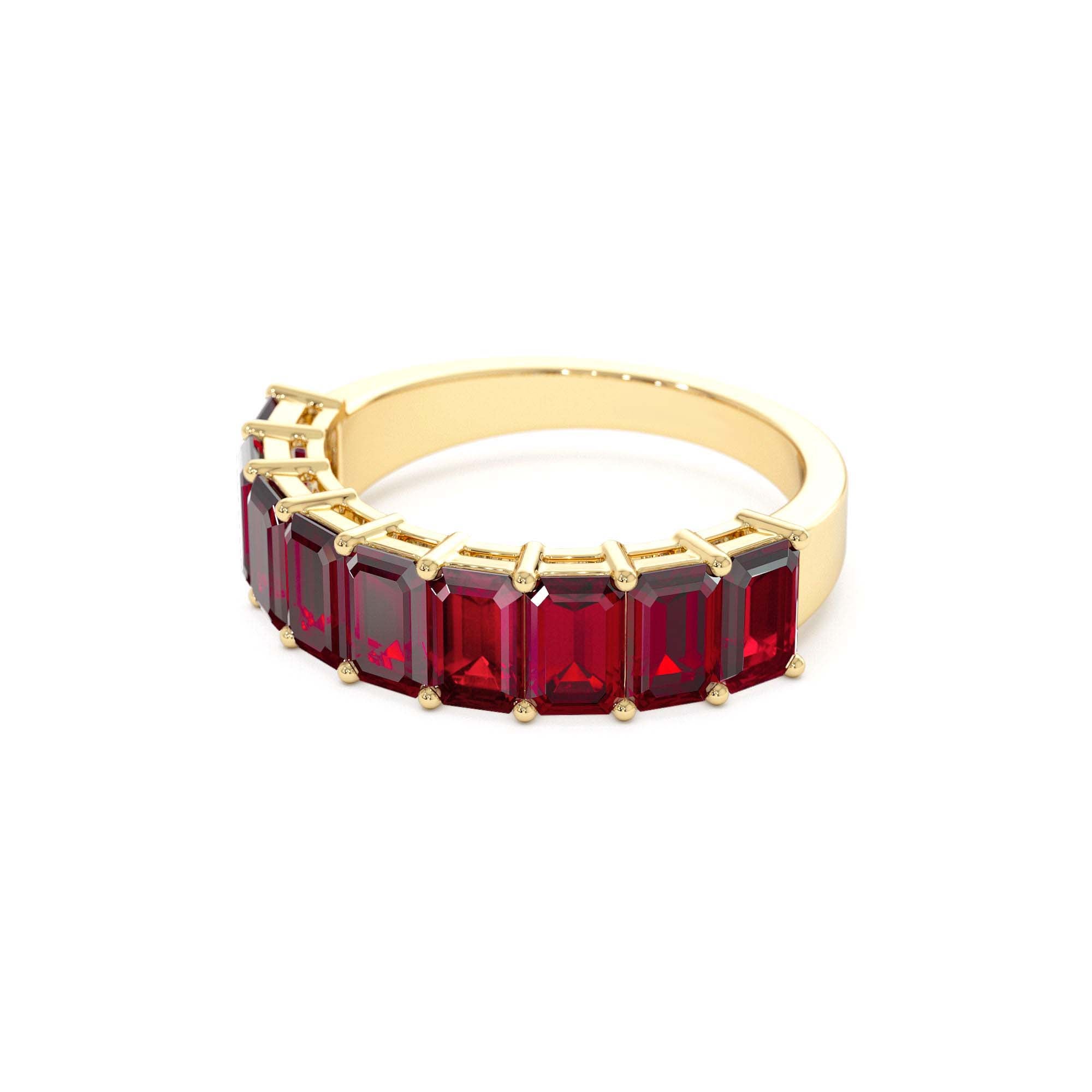 14K Emerald Cut Garnet Nine Stone Ring 3.00ctw - view 4