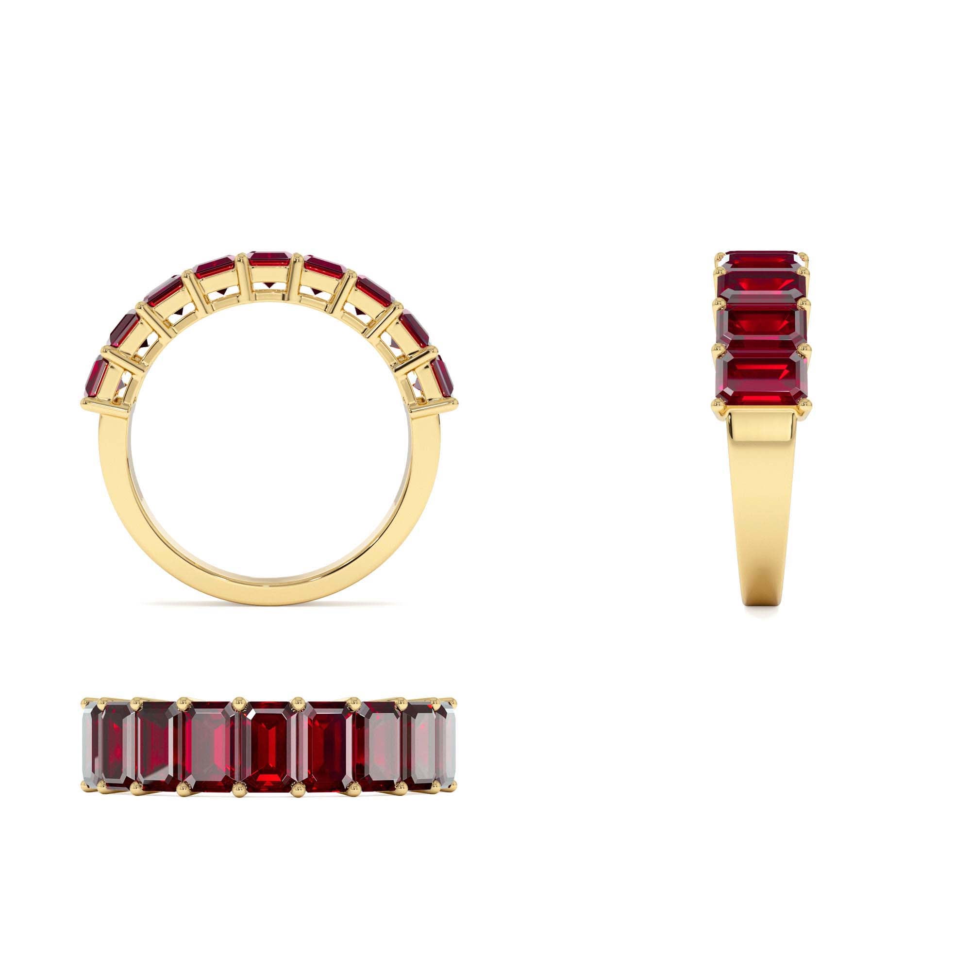 14K Emerald Cut Garnet Nine Stone Ring 3.00ctw - view 5
