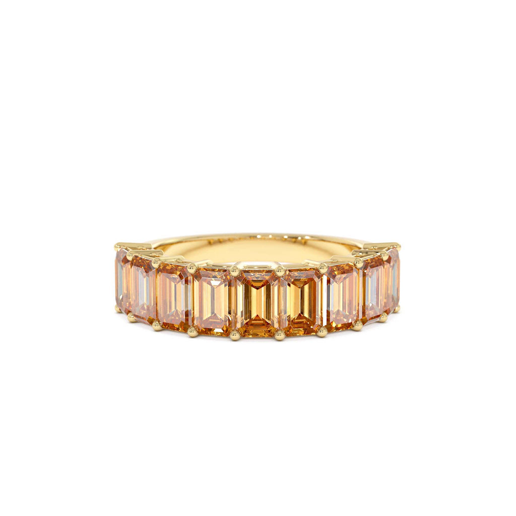 14K Emerald Cut Citrine Nine Stone Ring 2.70ctw by Orlina Fine