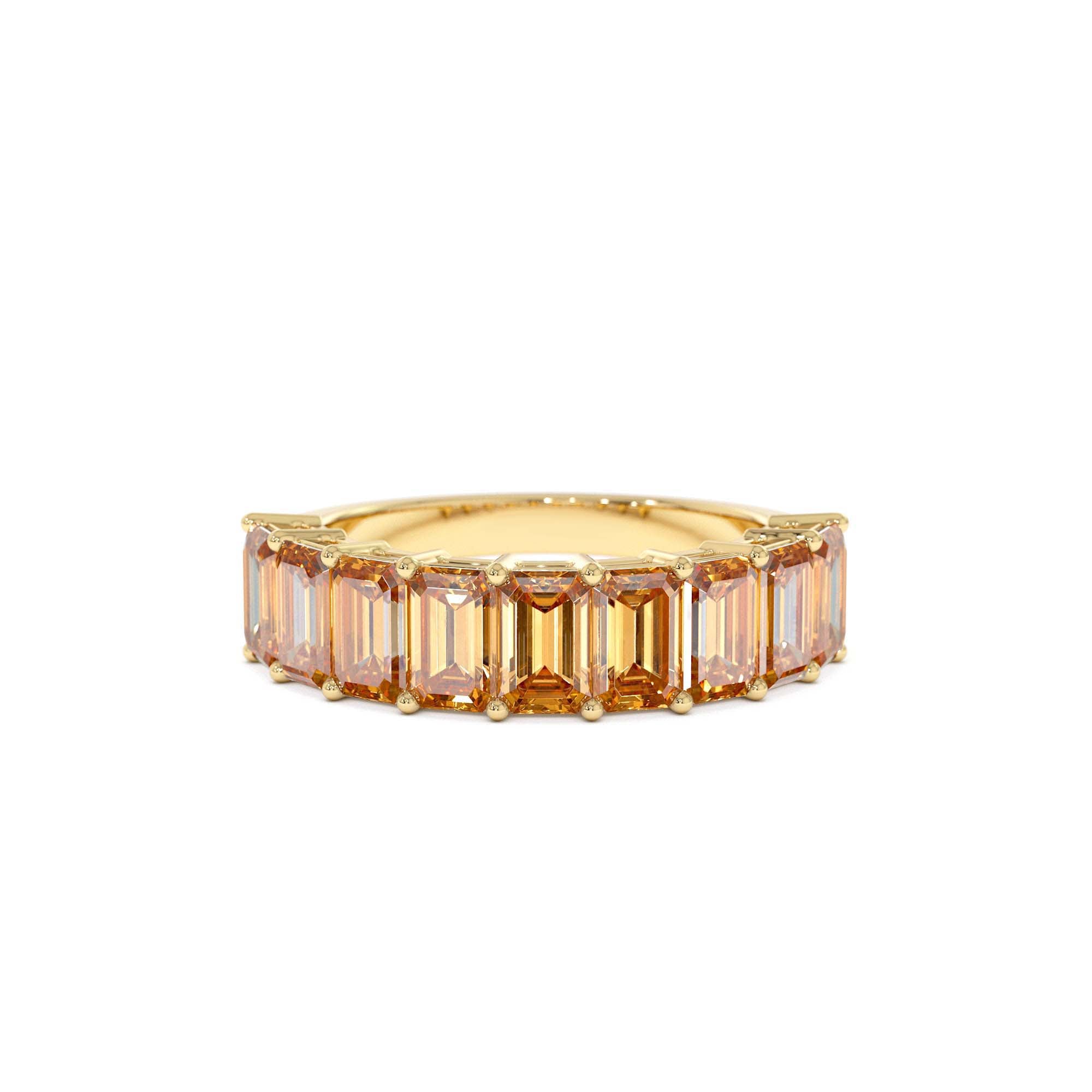 14K Emerald Cut Citrine Nine Stone Ring 2.70ctw by Orlina Fine