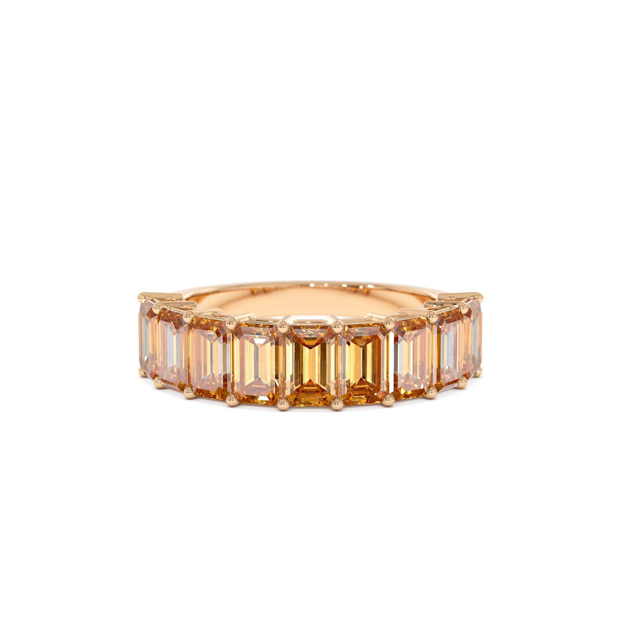 14K Emerald Cut Citrine Nine Stone Ring 2.70ctw - view 2