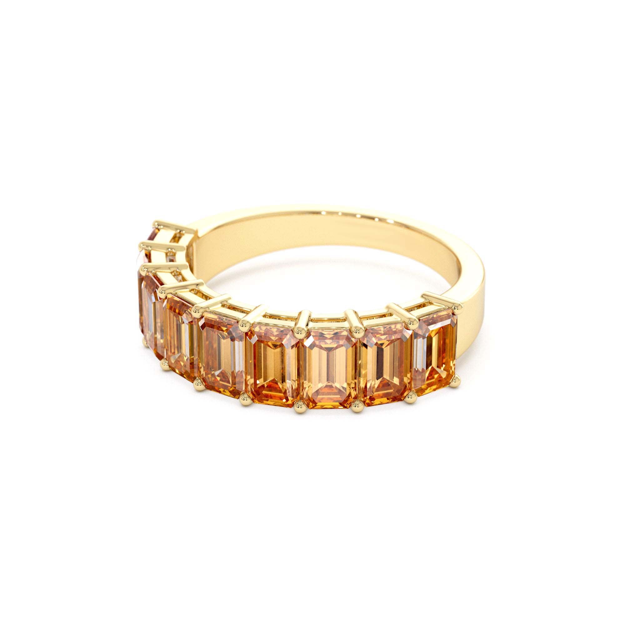 14K Emerald Cut Citrine Nine Stone Ring 2.70ctw - view 4
