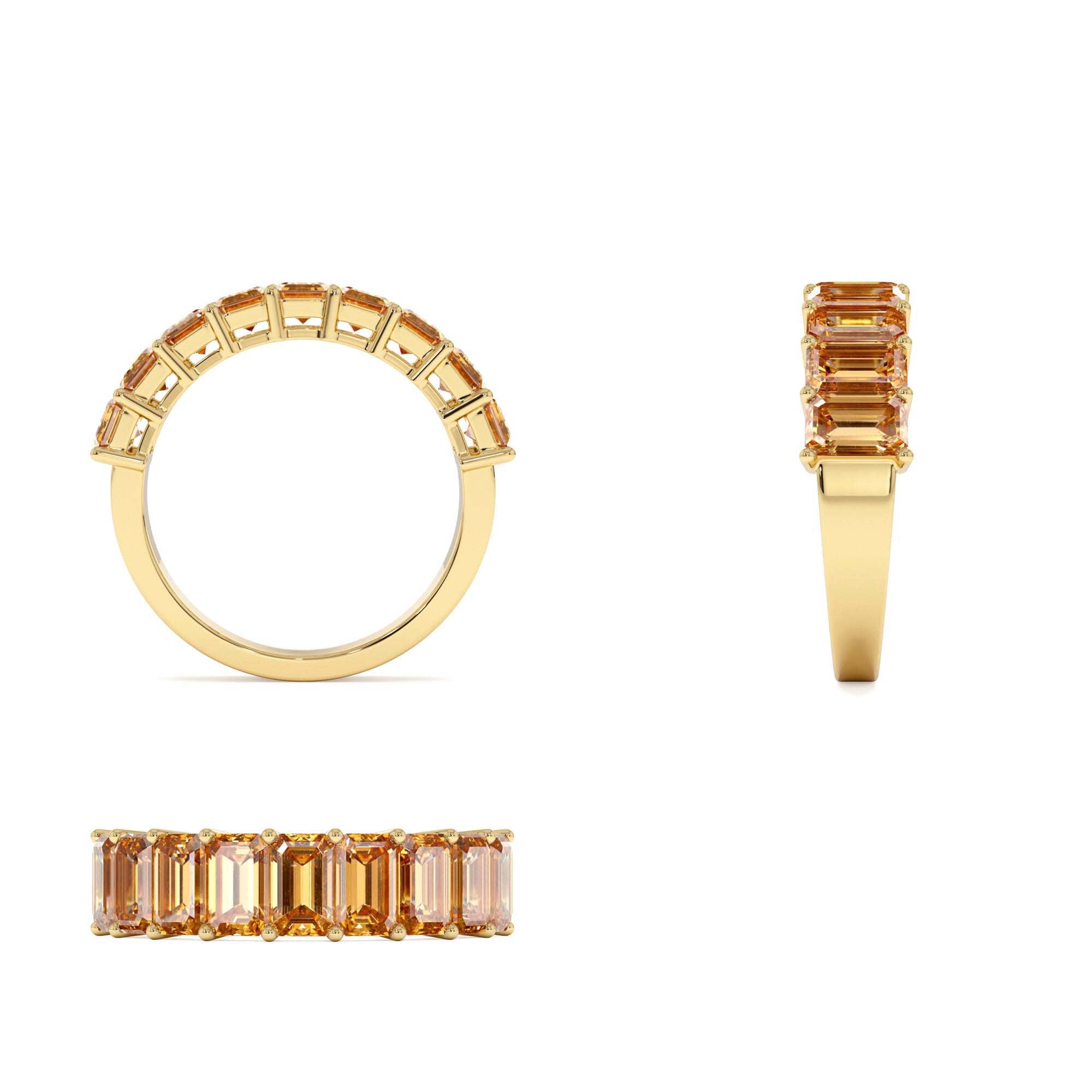 14K Emerald Cut Citrine Nine Stone Ring 2.70ctw - view 5
