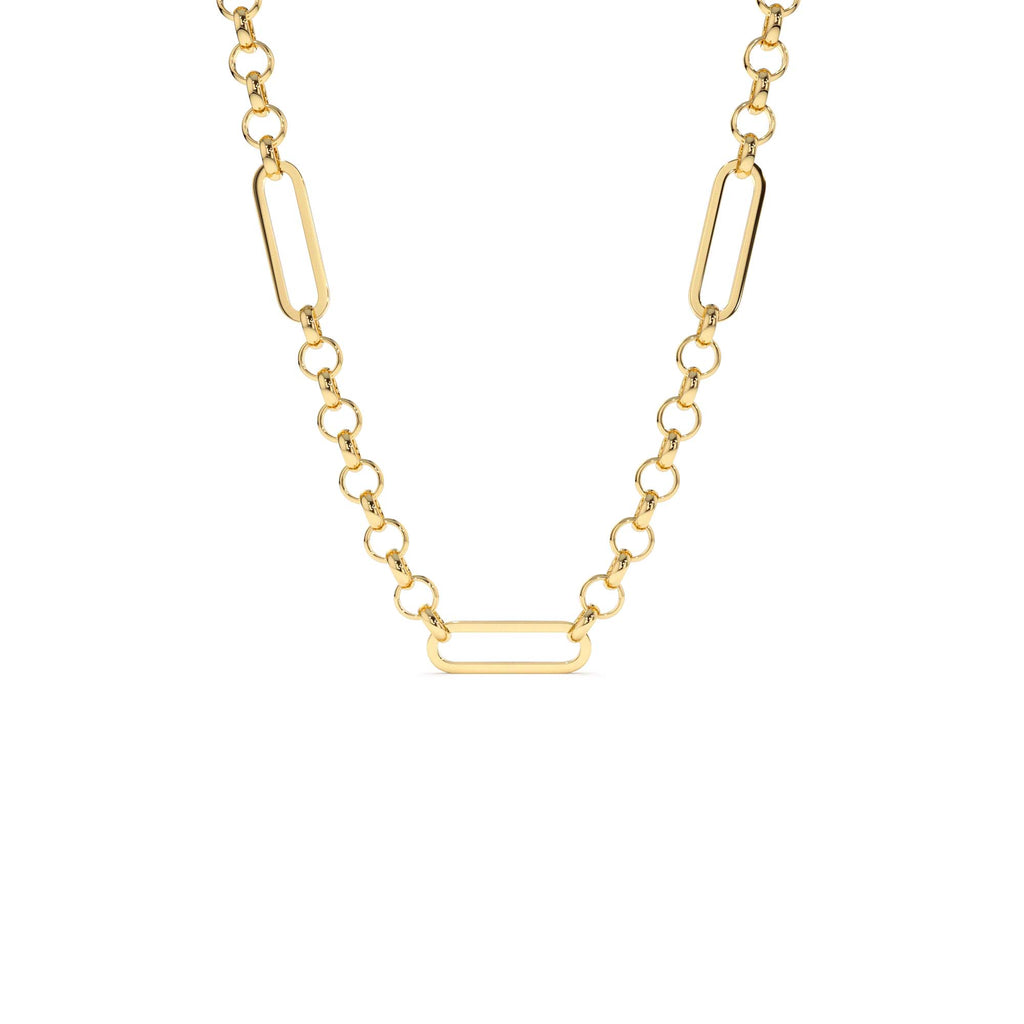 14K Gold Rolo Paperclip Chain Necklace by Orlina Fine