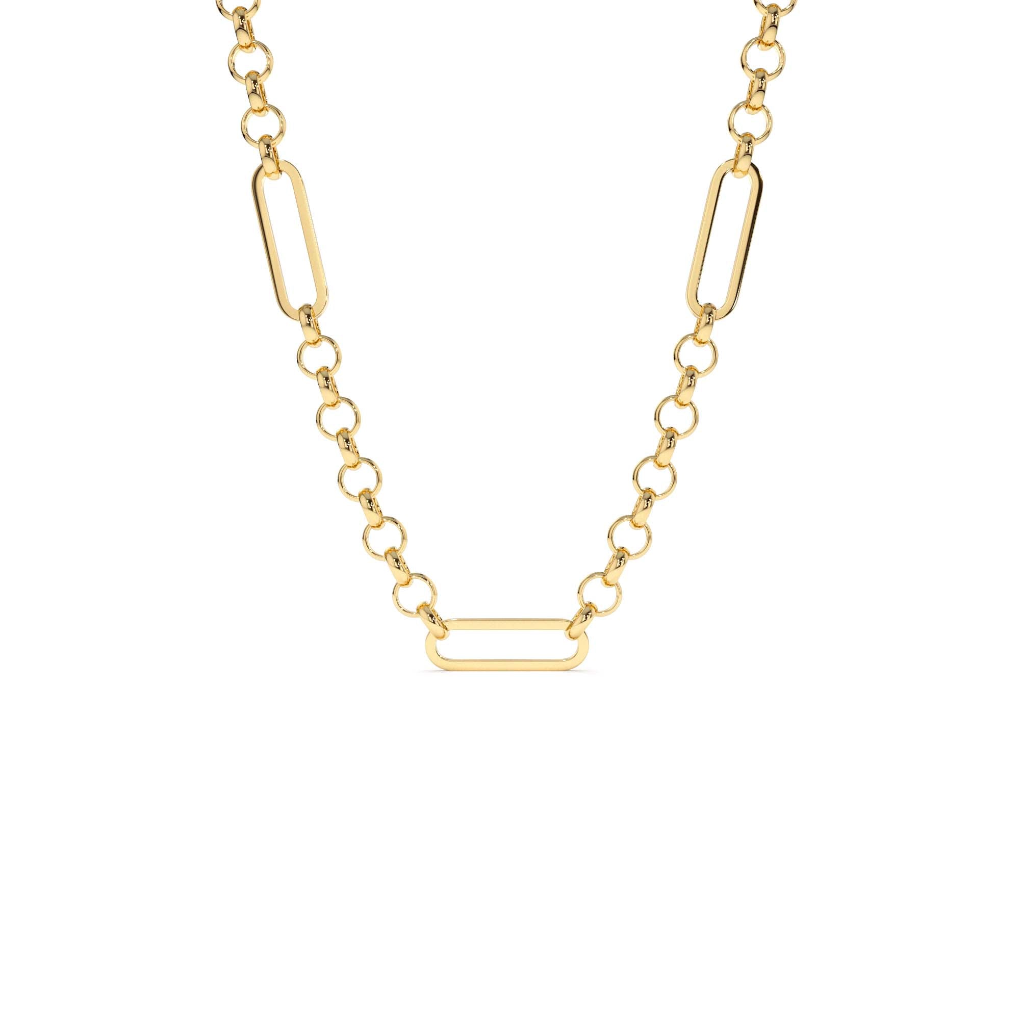 14K Gold Rolo Paperclip Chain Necklace by Orlina Fine