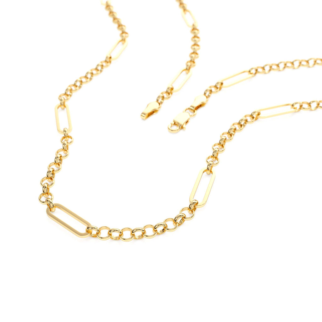 14K Gold Rolo Paperclip Chain Necklace - view 2
