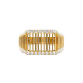 14K Ribbed Unique Design Diamond Signet Ring by Orlina Fine