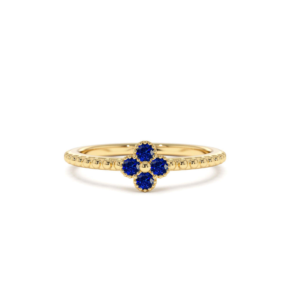 14K Sapphire Clover Ring by Orlina Fine